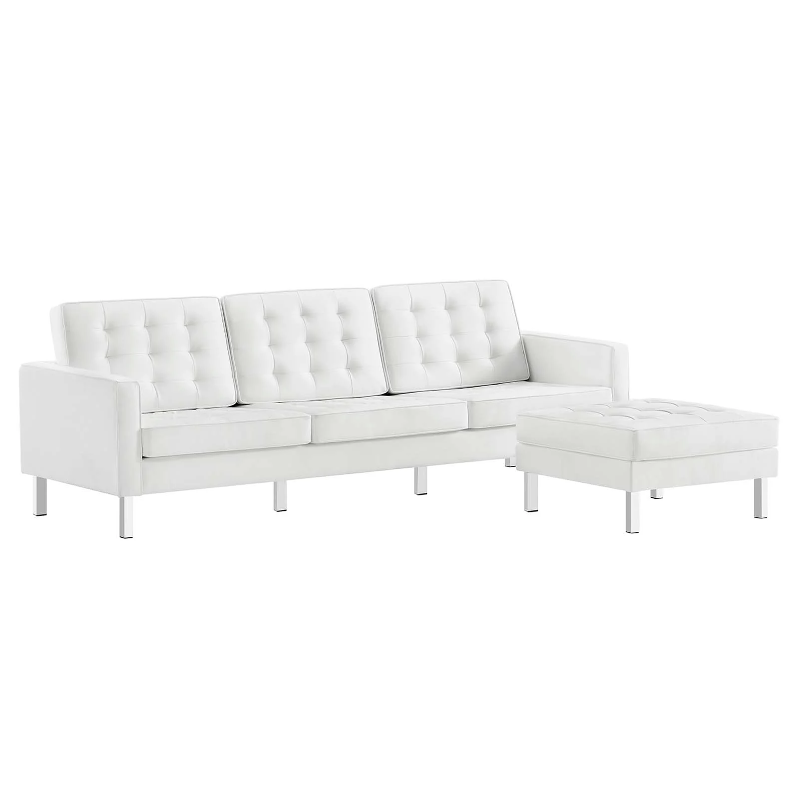 Loft Tufted Vegan Leather Sofa and Ottoman Set By Modway - EEI-6410 - Image 21
