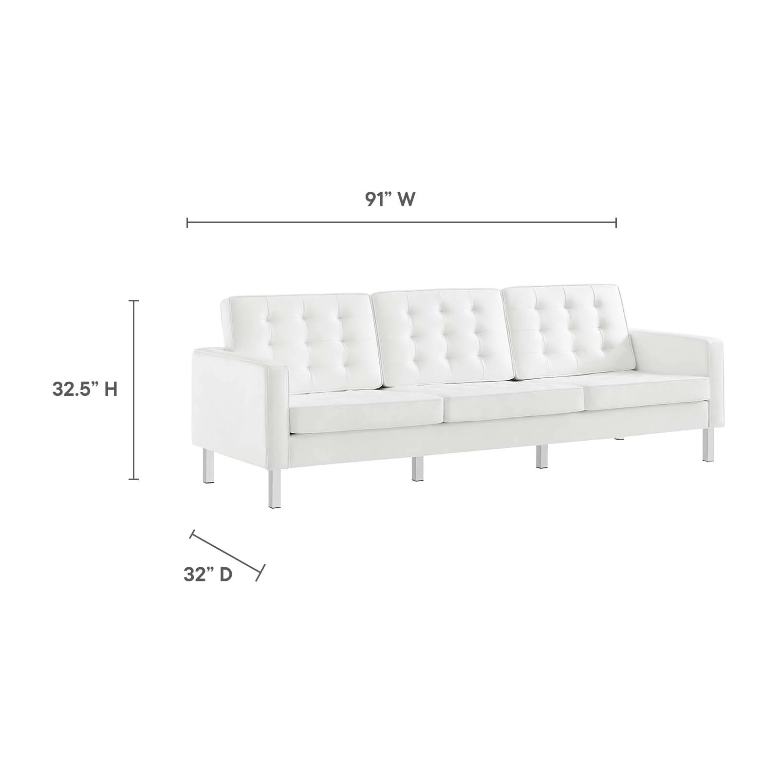 Loft Tufted Vegan Leather Sofa and Ottoman Set By Modway - EEI-6410 - Image 30