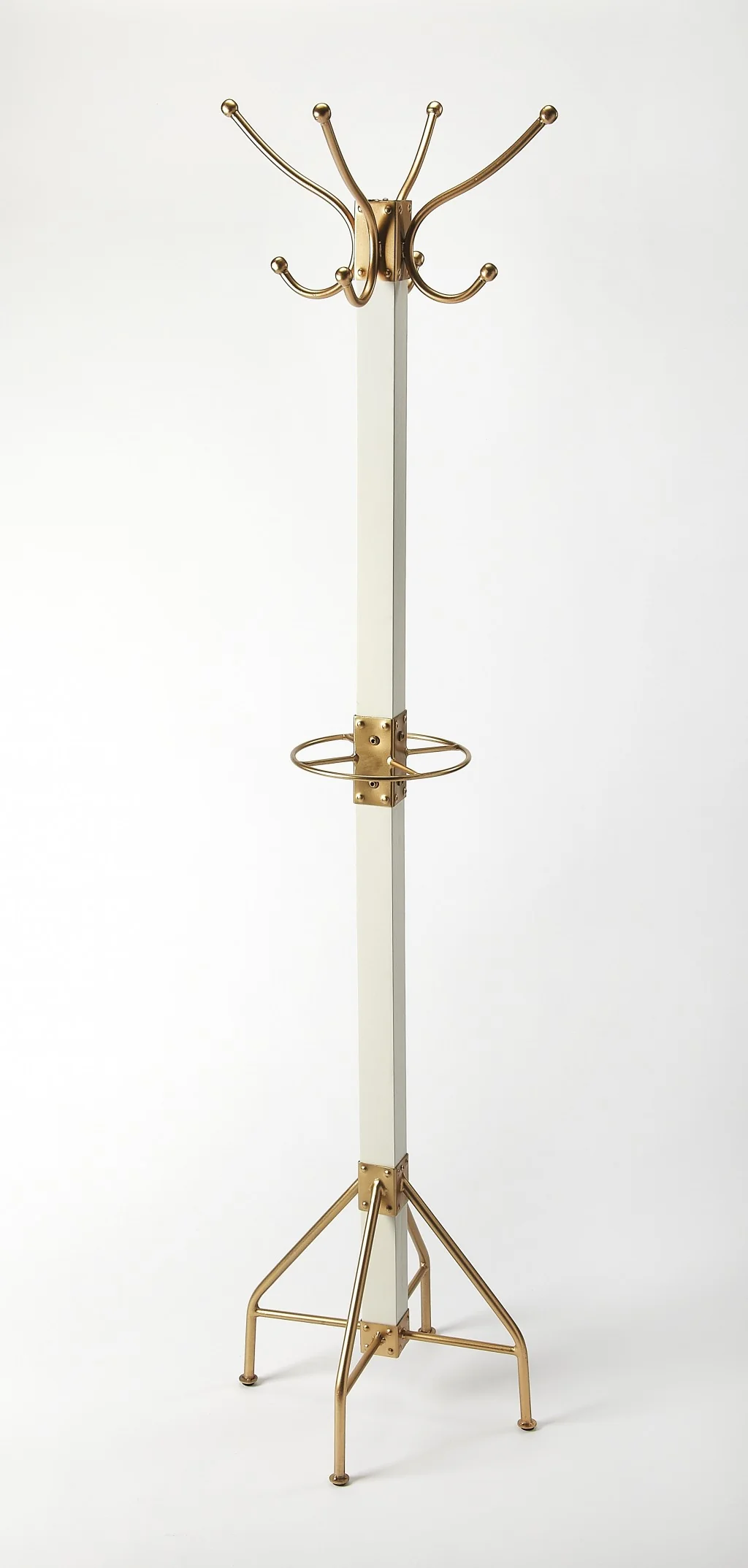 Logan Square White & Gold Coat Rack Tree By Homeroots - Image 2