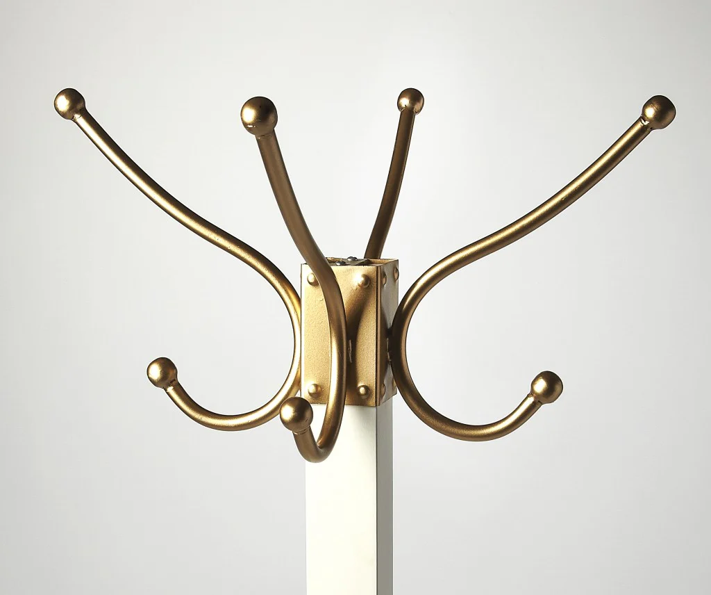 Logan Square White & Gold Coat Rack Tree By Homeroots - Image 5