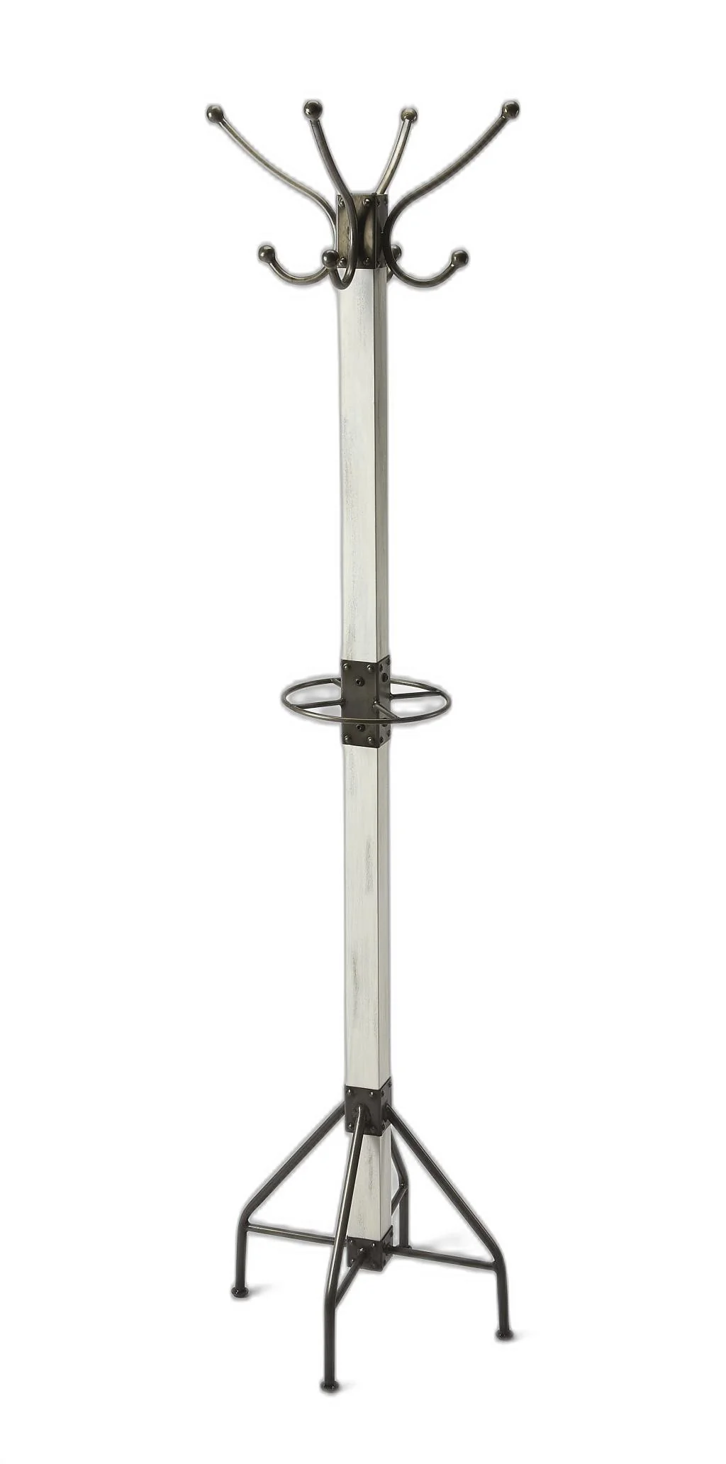 Logan Square White Wood Coat Rack Tree By Homeroots - Image 7