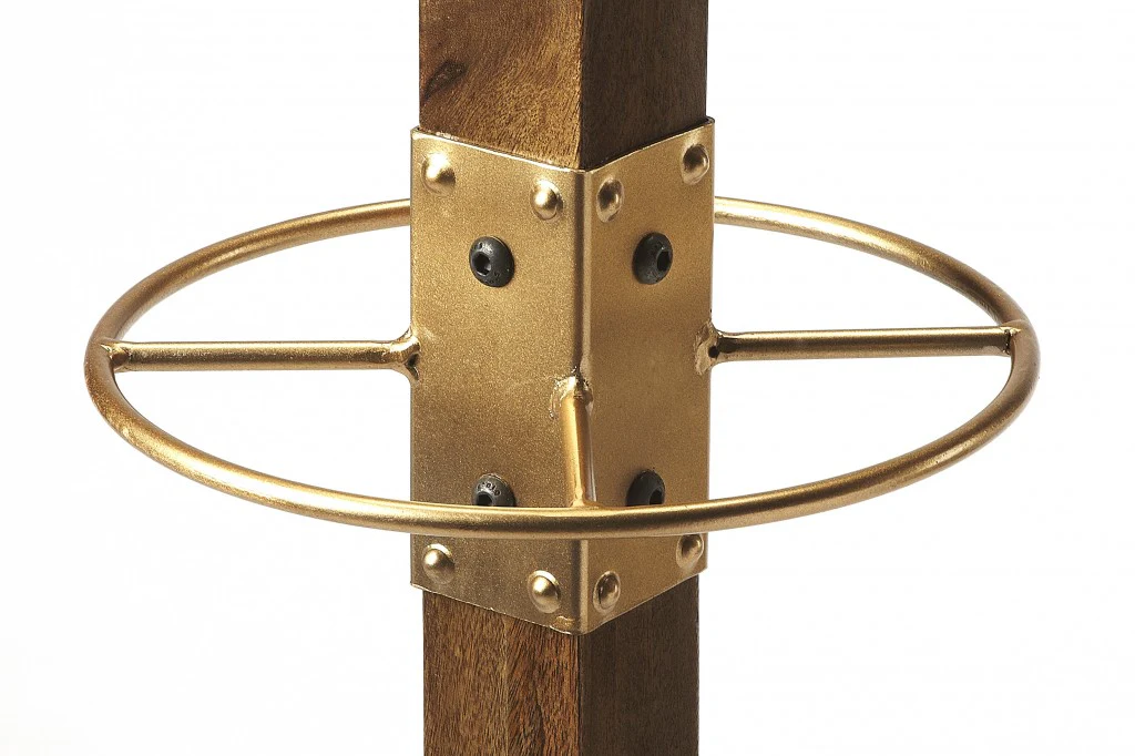 Logan Square Wood & Antique Gold Coat Rack Tree By Homeroots - Image 3