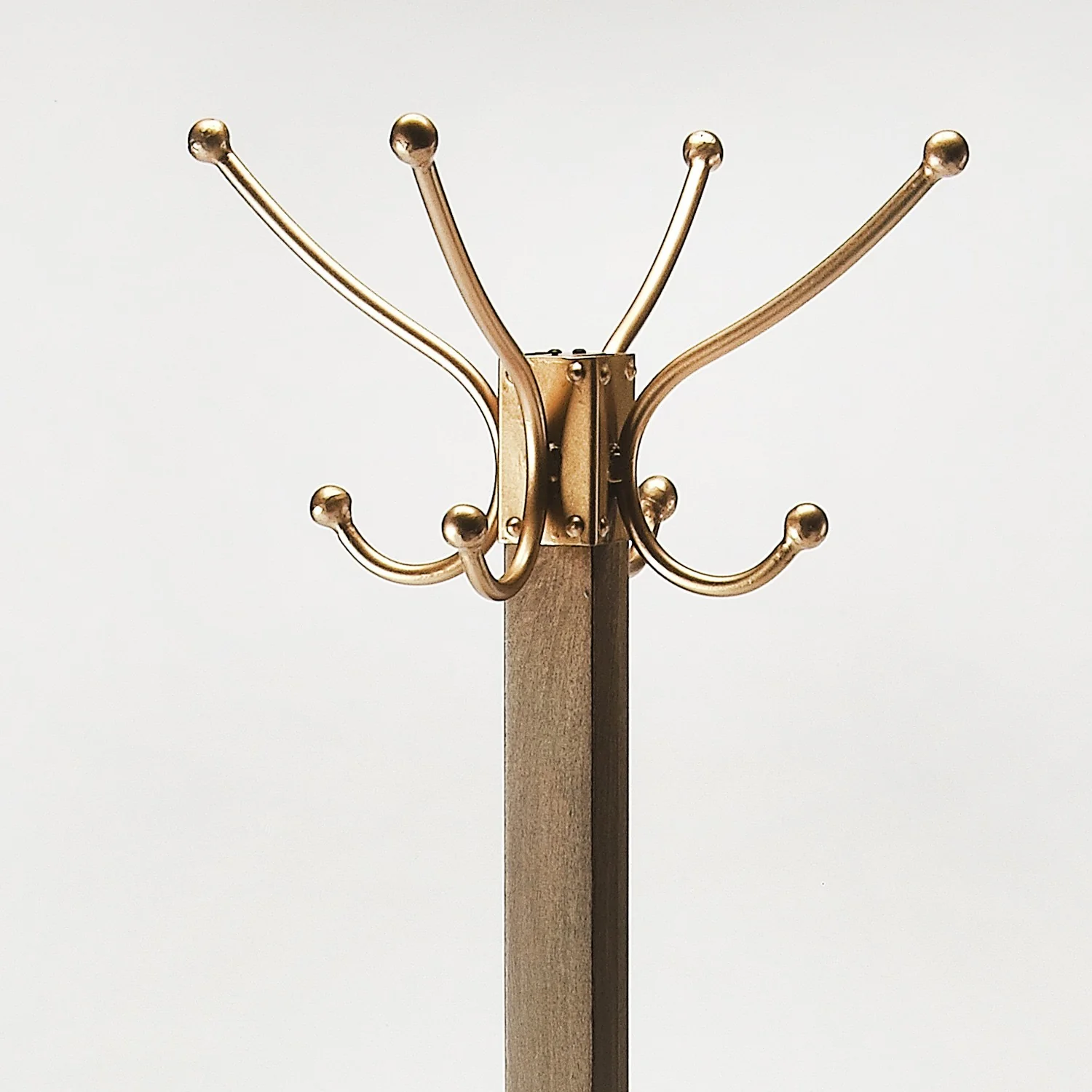 Logan Square Wood & Antique Gold Coat Rack Tree By Homeroots - Image 5