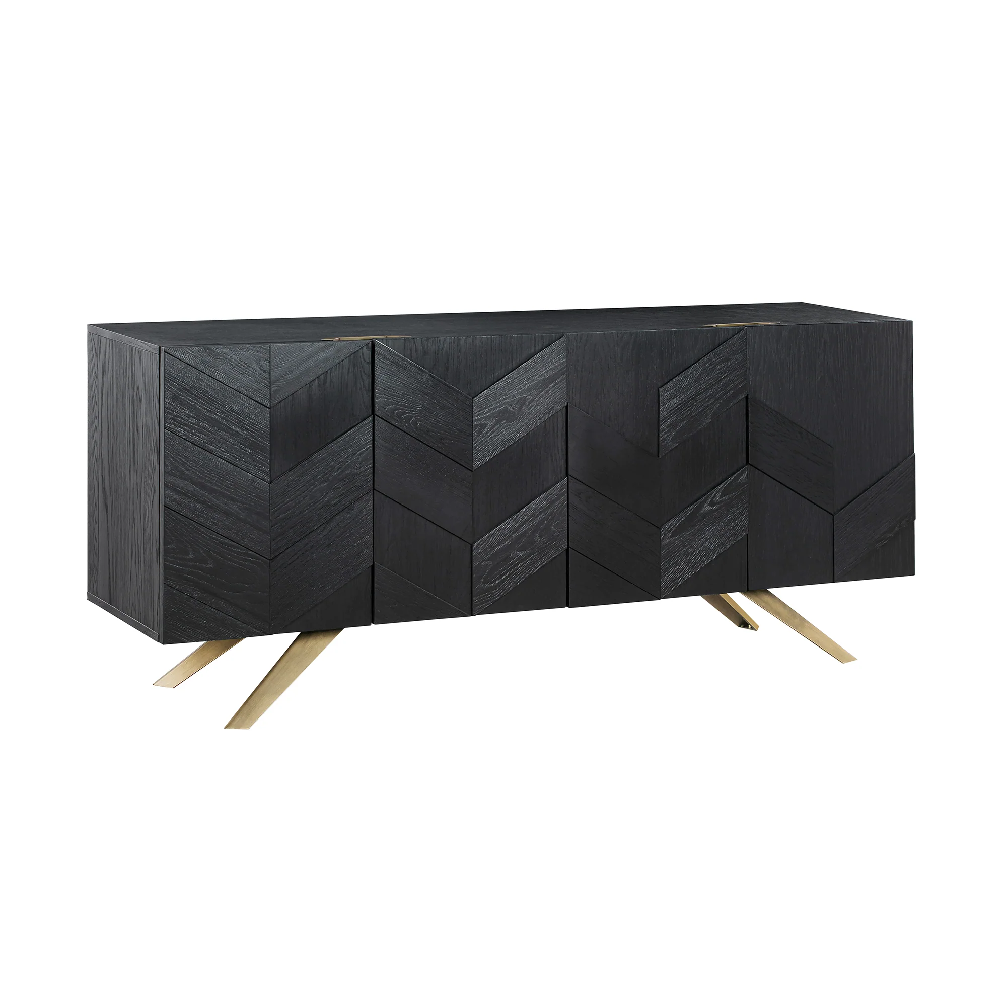 Lombard 4 Door Sideboard Buffet in Black Brushed Wood By Armen Living - Image 2