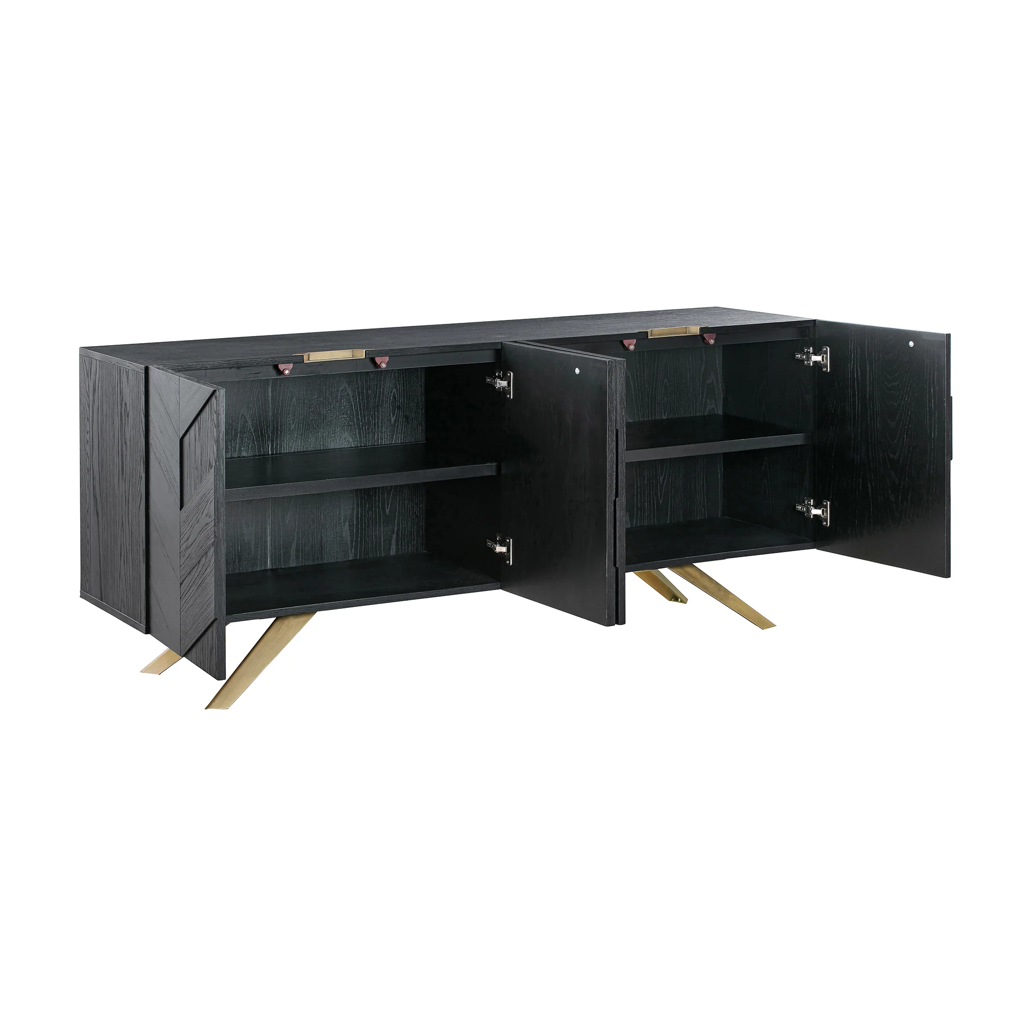 Lombard 4 Door Sideboard Buffet in Black Brushed Wood By Armen Living - Image 3