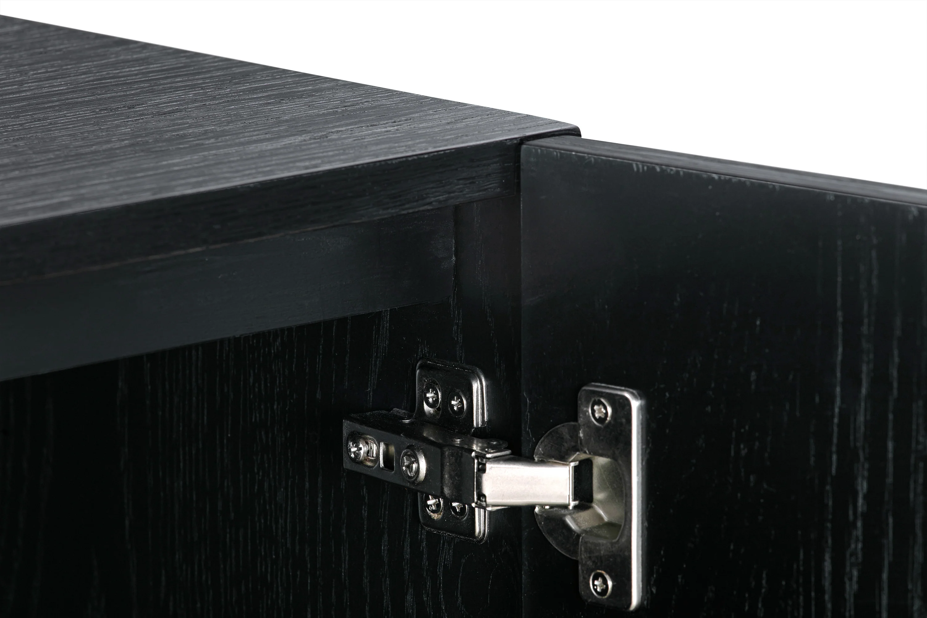 Lombard 4 Door Sideboard Buffet in Black Brushed Wood By Armen Living - Image 6