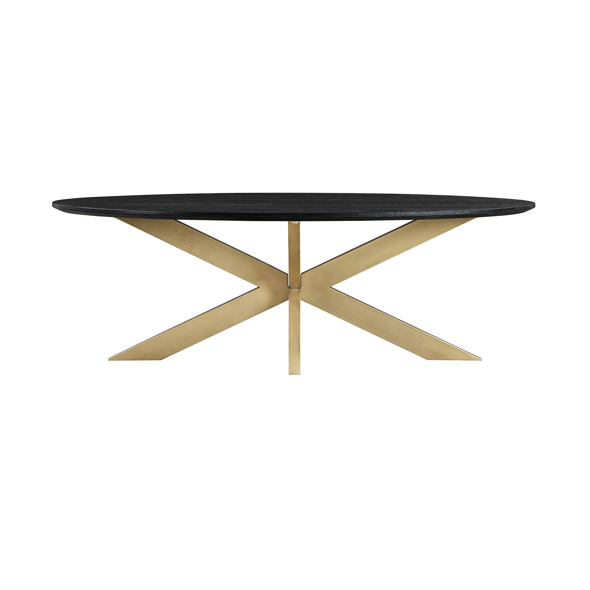 Lombard Oval Coffee Table in Black Brushed Oak Wood By Armen Living - Image 2