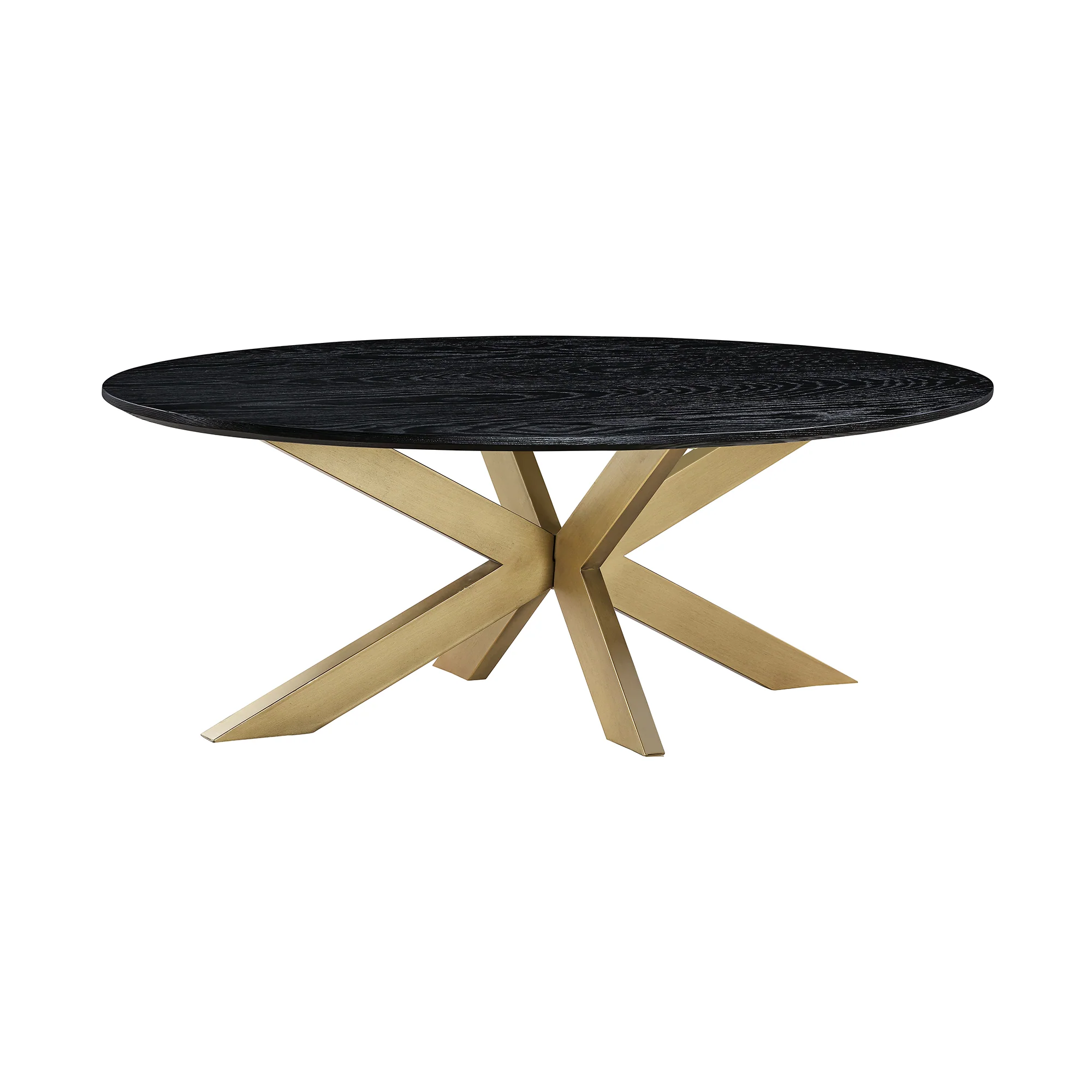 Lombard Oval Coffee Table in Black Brushed Oak Wood By Armen Living - Image 3