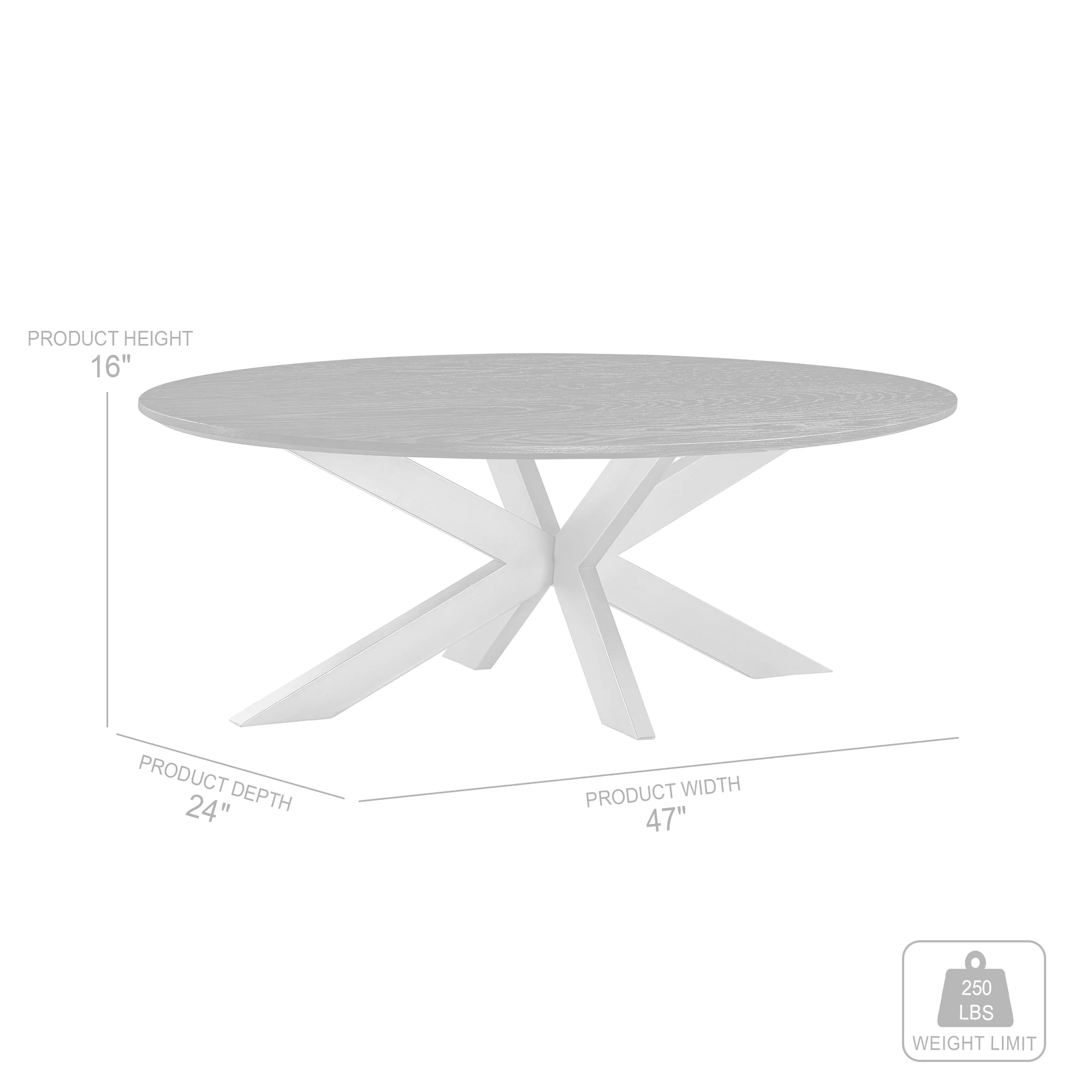 Lombard Oval Coffee Table in Black Brushed Oak Wood By Armen Living - Image 6