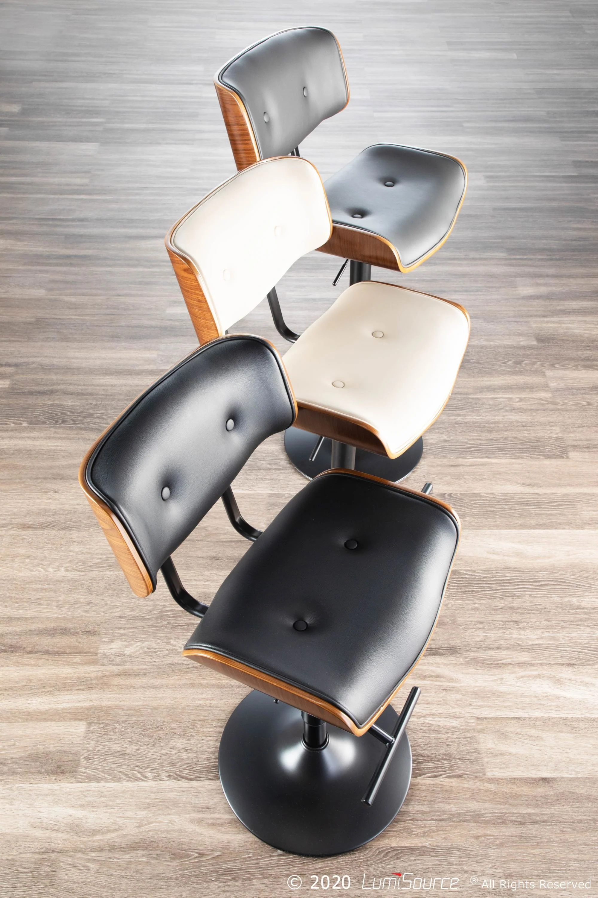 Lombardi Adjustable Barstool - Set of 2 Black By LumiSource - Image 6