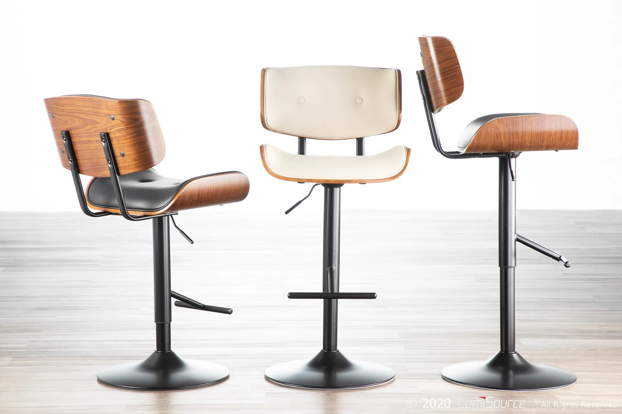 Lombardi Adjustable Barstool - Set of 2 Black By LumiSource - Image 7