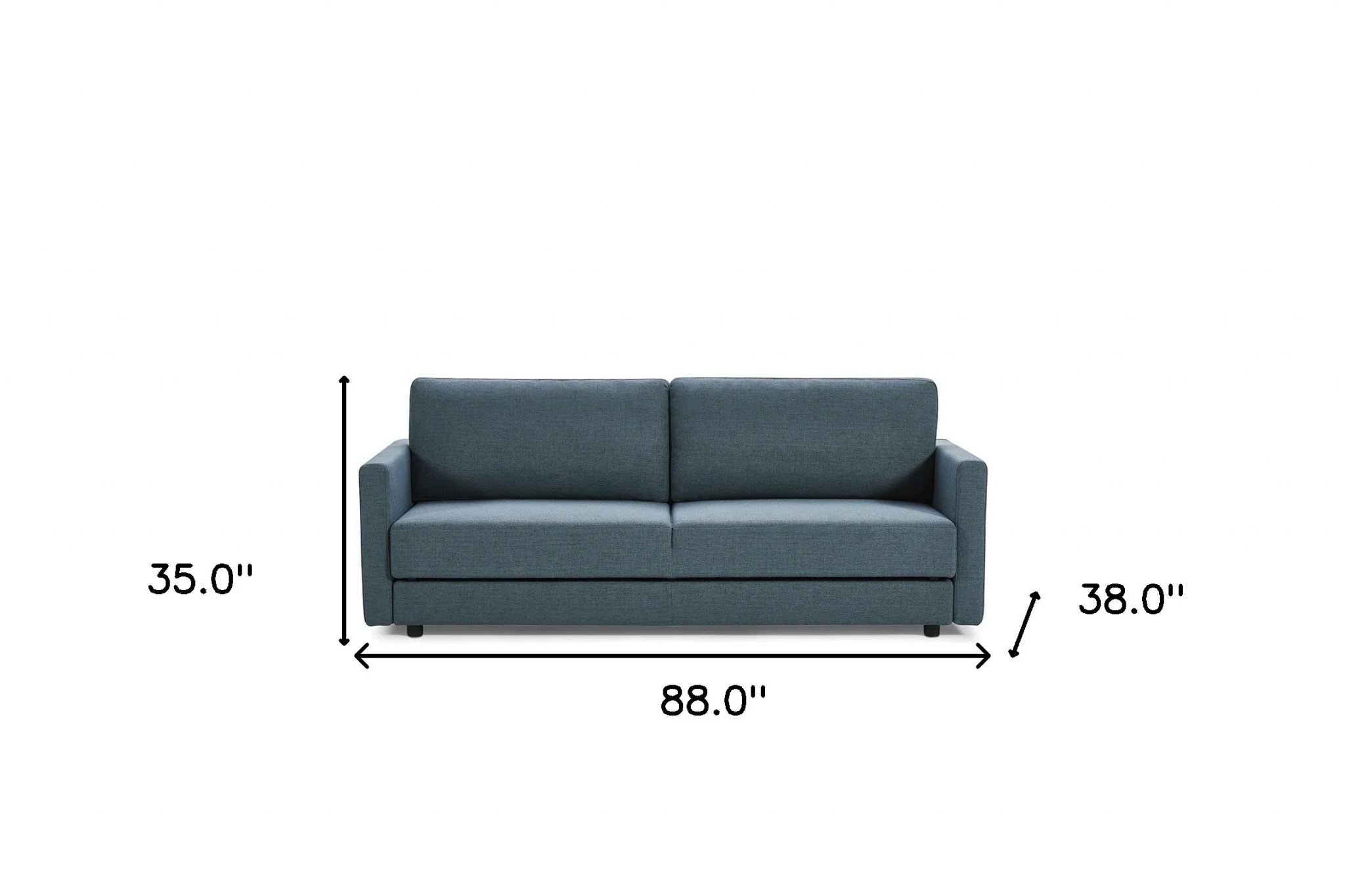 Long Arm 88" Blue Green Sofa Bed With Storage Space By Homeroots - Image 5