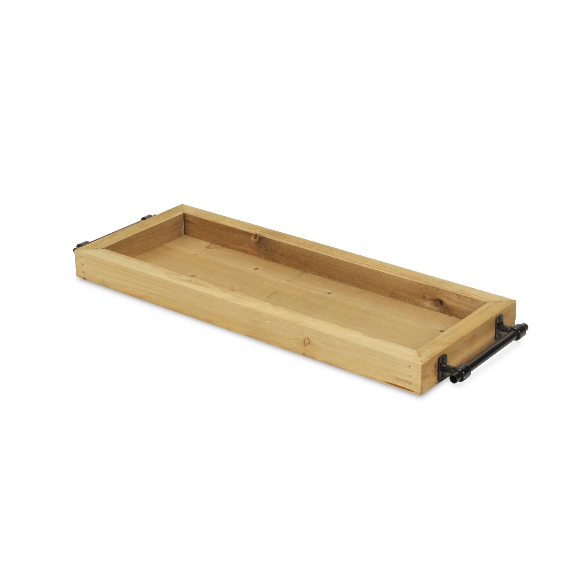 Long Wood Tray With Metal Handles By Homeroots - Image 2