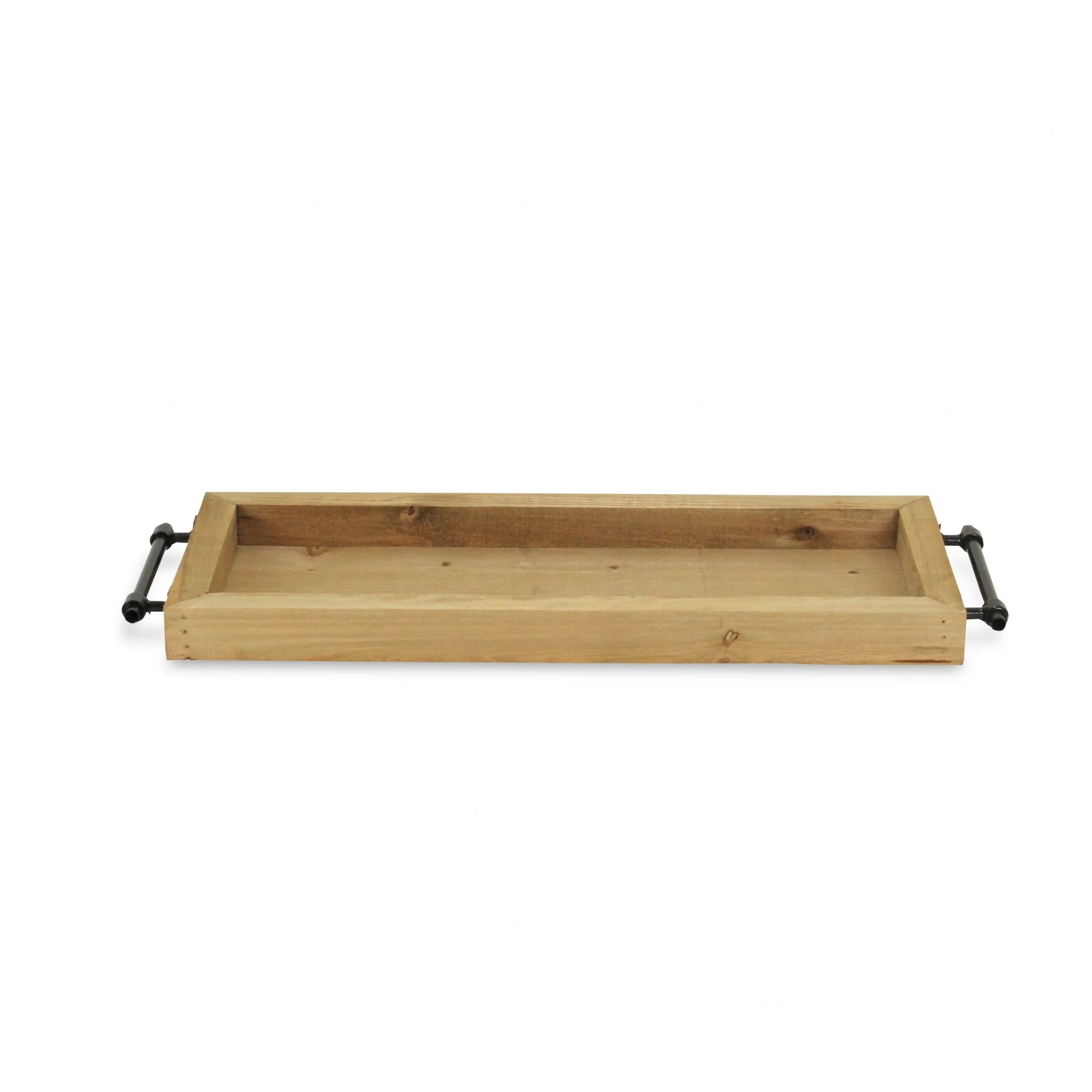 Long Wood Tray With Metal Handles By Homeroots - Image 3