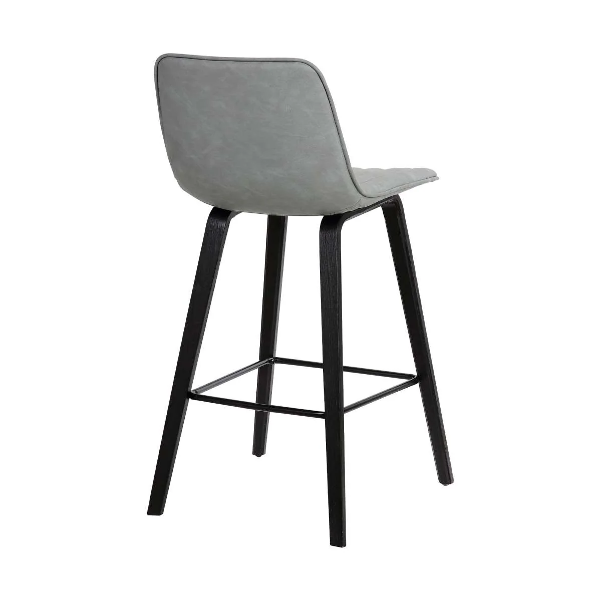 Lorenz 26" Gray Faux Leather Barstool In Black Brushed Wood Finish By Armen Living - Image 3