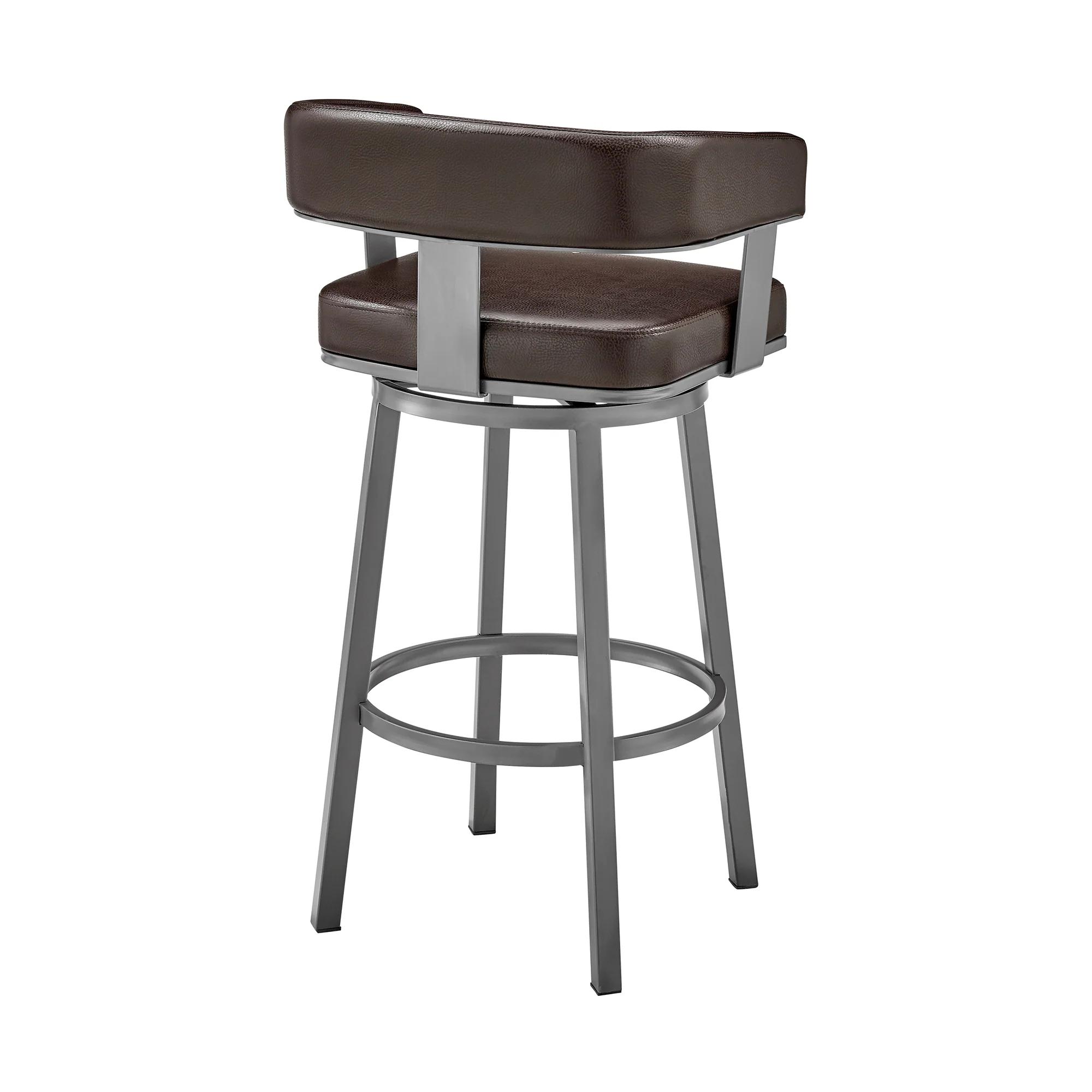 Lorin 26" Counter Height Swivel Bar Stool in Java Brown Finish and Chocolate Faux Leather By Armen Living - Image 5