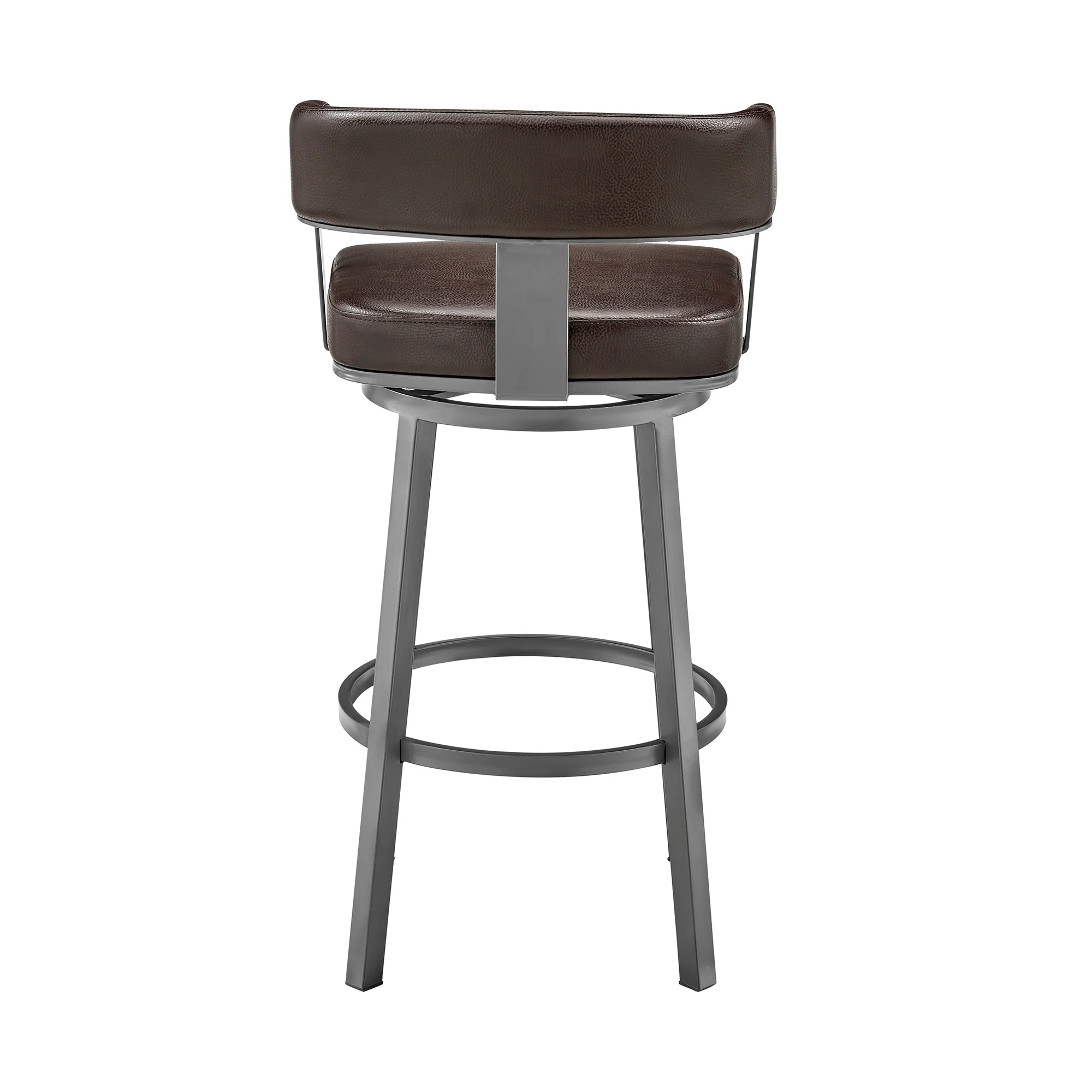 Lorin 26" Counter Height Swivel Bar Stool in Java Brown Finish and Chocolate Faux Leather By Armen Living - Image 6