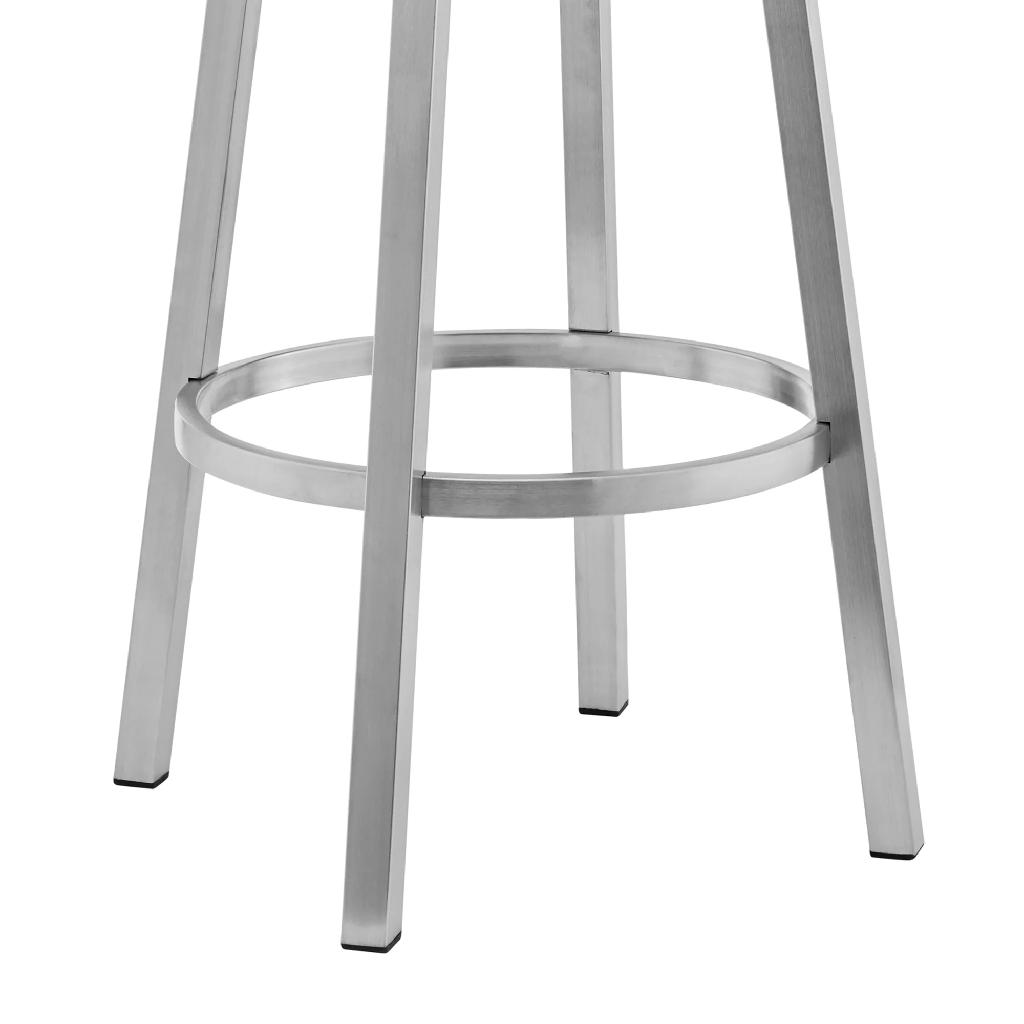 Lorin 26" Gray Faux Leather and Brushed Stainless Steel Swivel Bar Stool By Armen Living - Image 7
