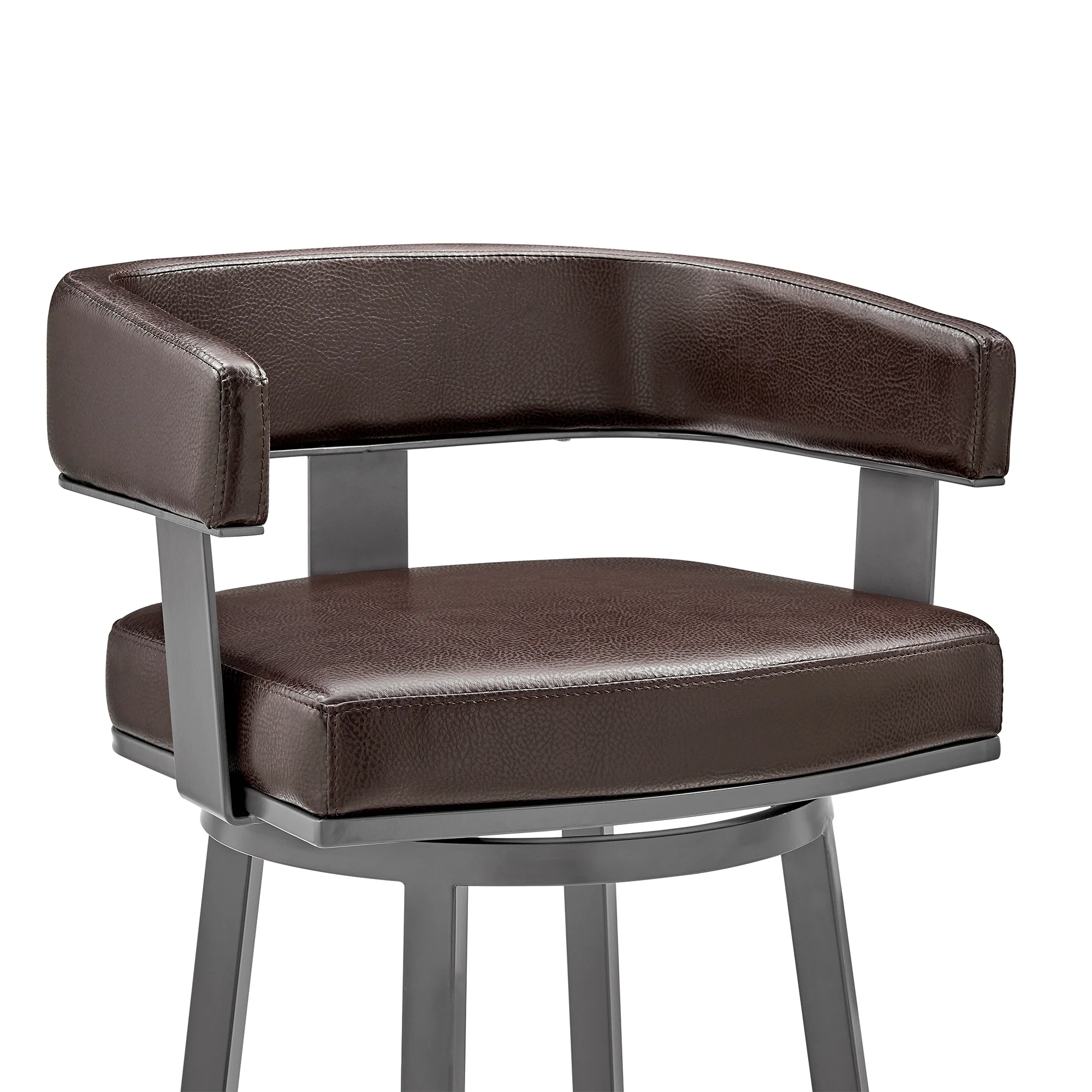 Lorin 30" Bar Height Swivel Bar Stool in Java Brown Finish and Chocolate Faux Leather By Armen Living - Image 6