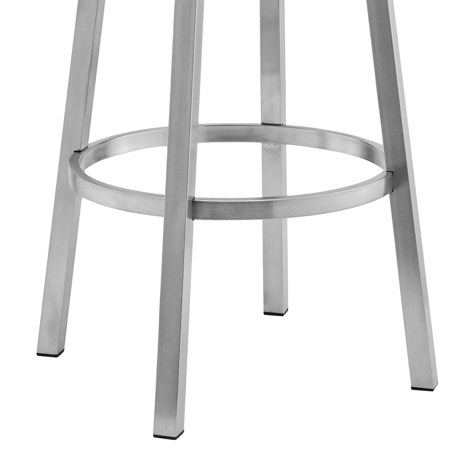 Lorin 30" Black Faux Leather and Brushed Stainless Steel Swivel Bar Stool By Armen Living - Image 7