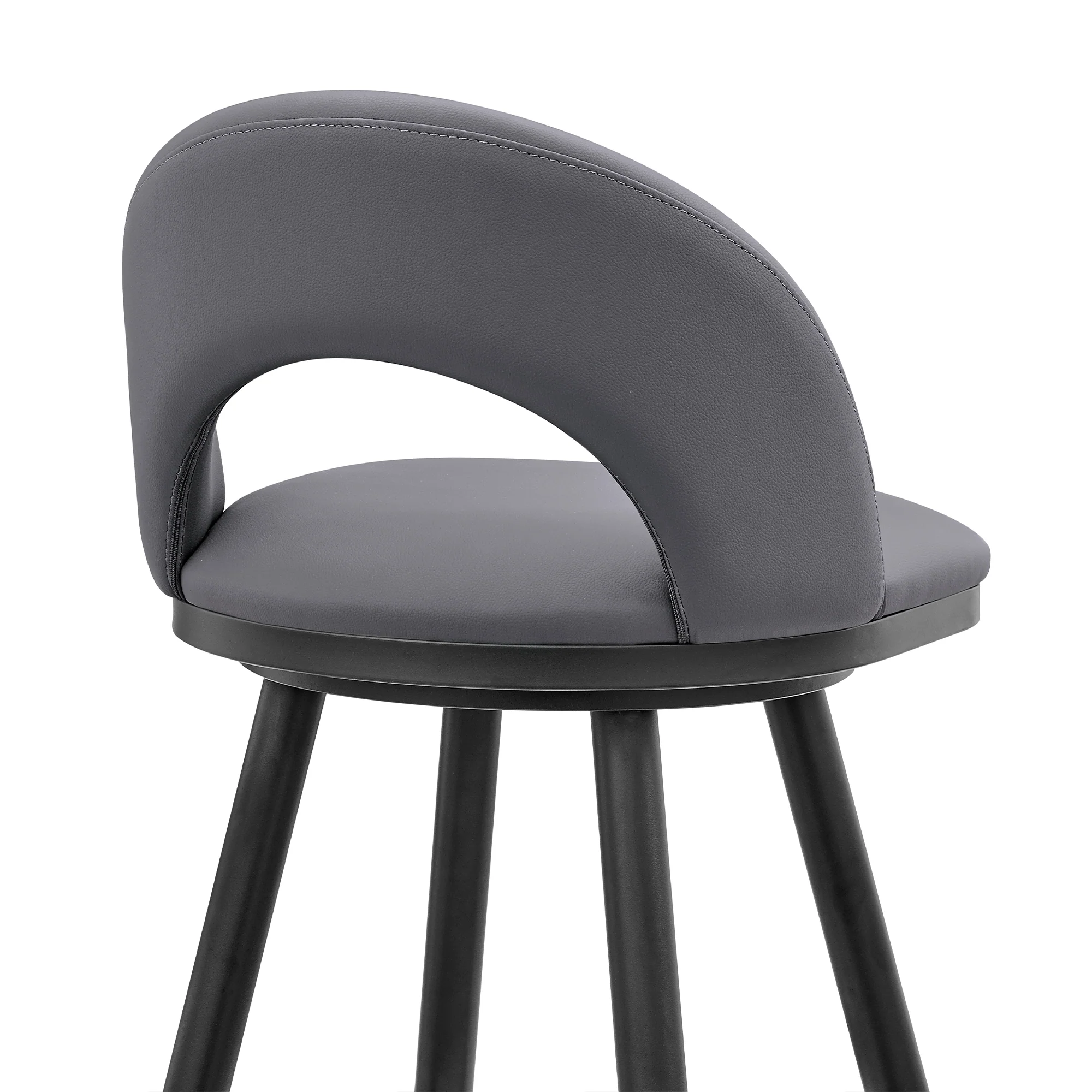 Lottech Swivel Bar Stool in Black Metal with Grey Faux Leather By Armen Living - Image 10