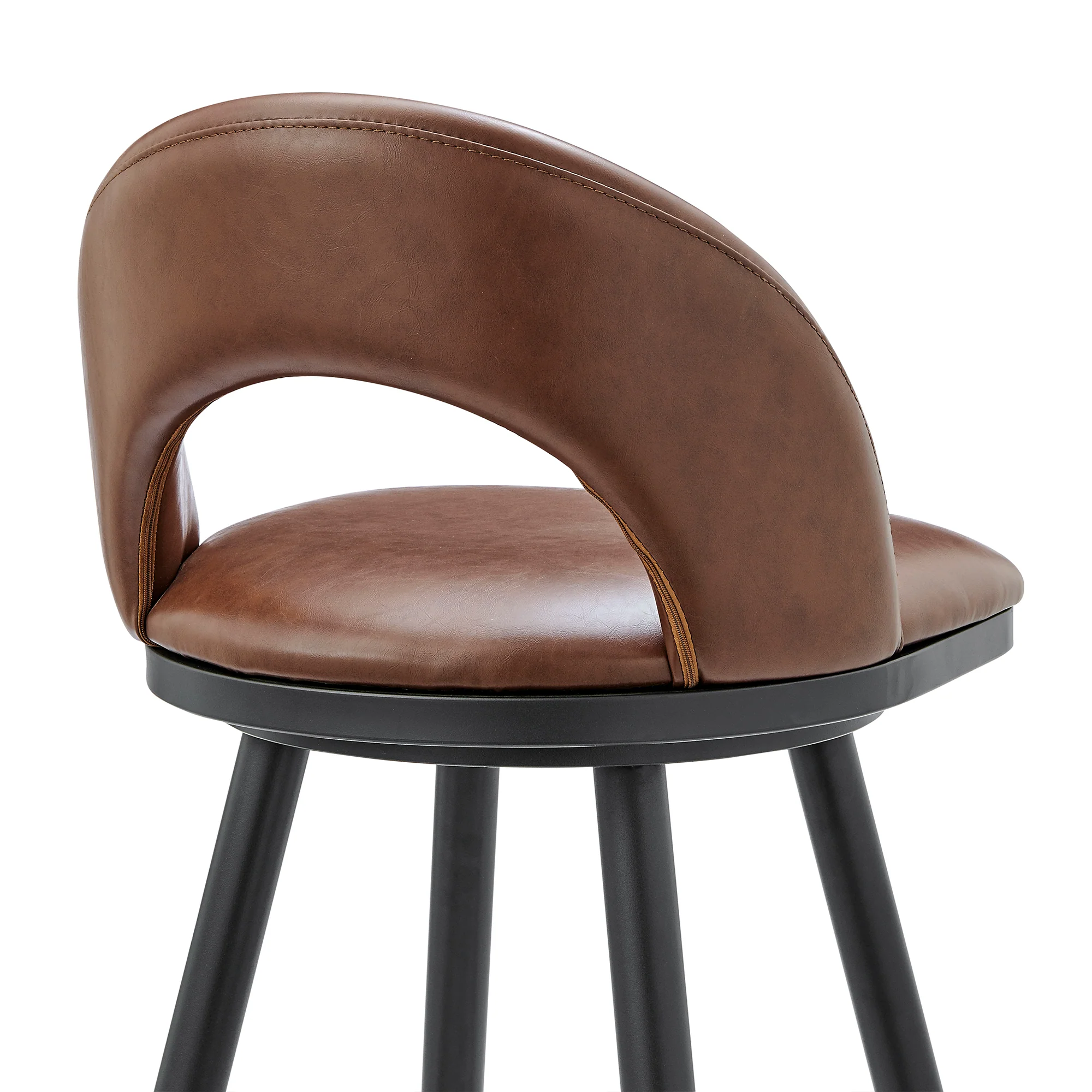 Lottech Swivel Bar Stool in Black Metal with Grey Faux Leather By Armen Living - Image 20