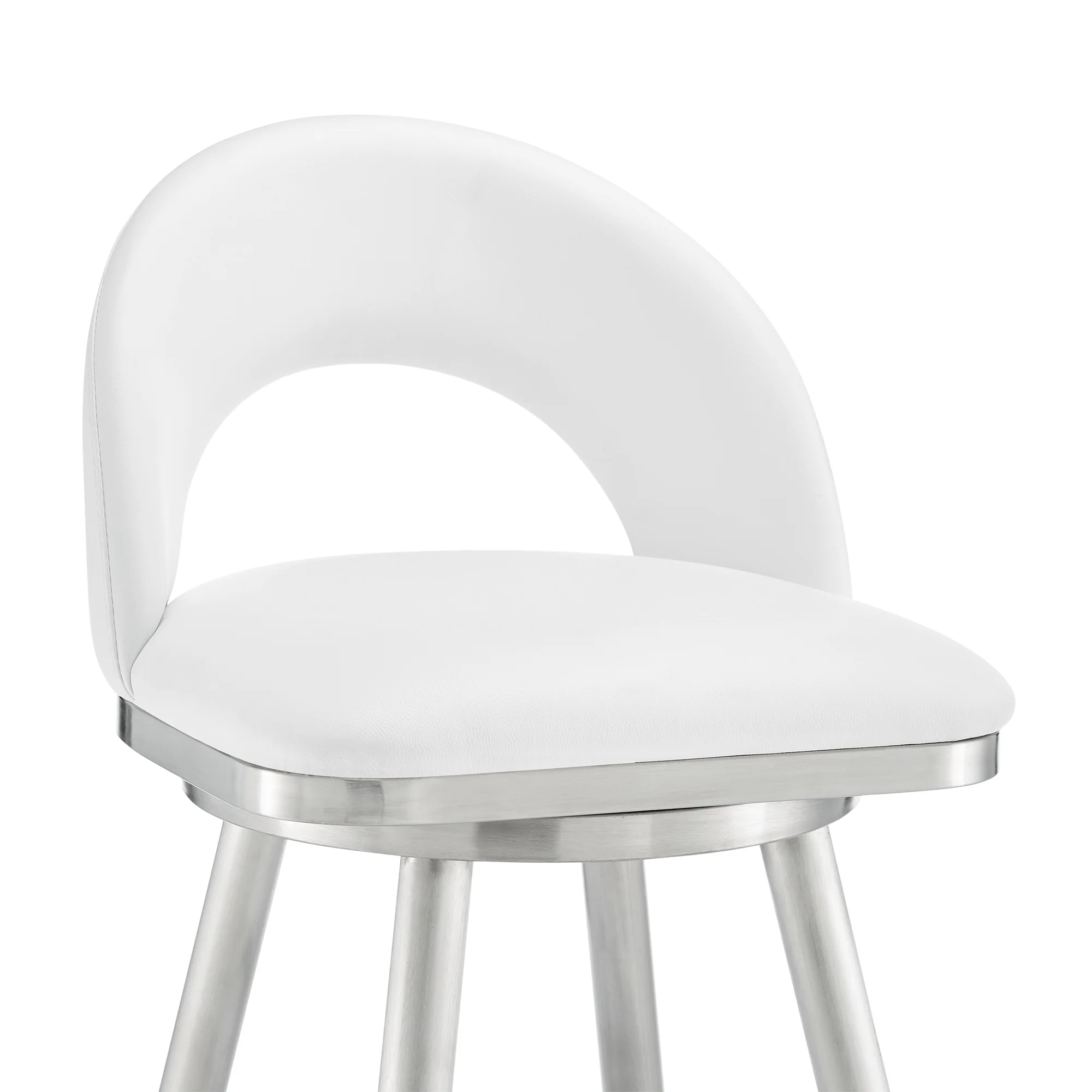 Lottech Swivel Bar Stool in Brushed Stainless Steel with Black Faux Leather By Armen Living - Image 27