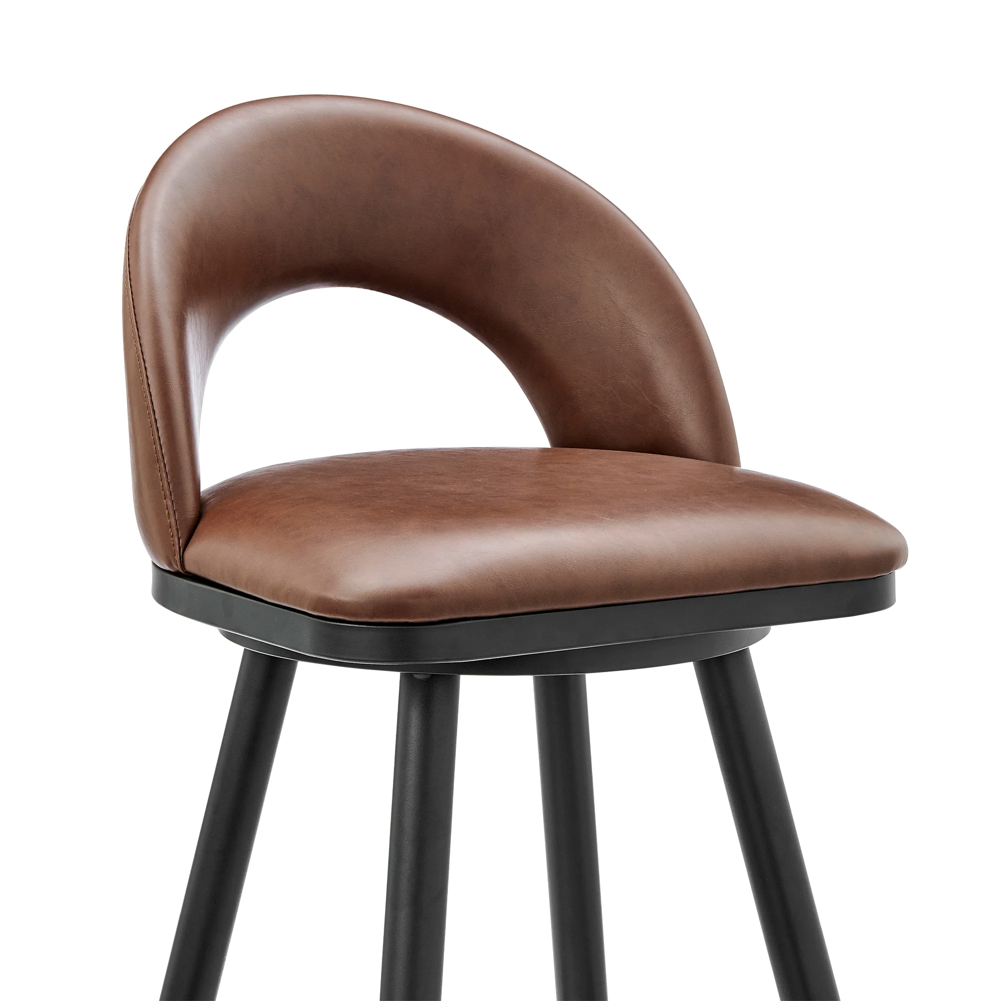 Lottech Swivel Counter Stool in Black Metal and Grey Faux Leather By Armen Living - Image 17