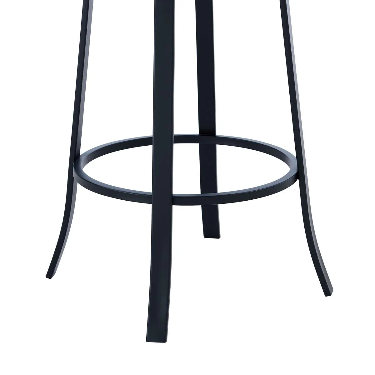 Lotus Contemporary 26" Counter Height Barstool in Matte Black Finish and Gray Faux Leather By Armen Living - Image 7