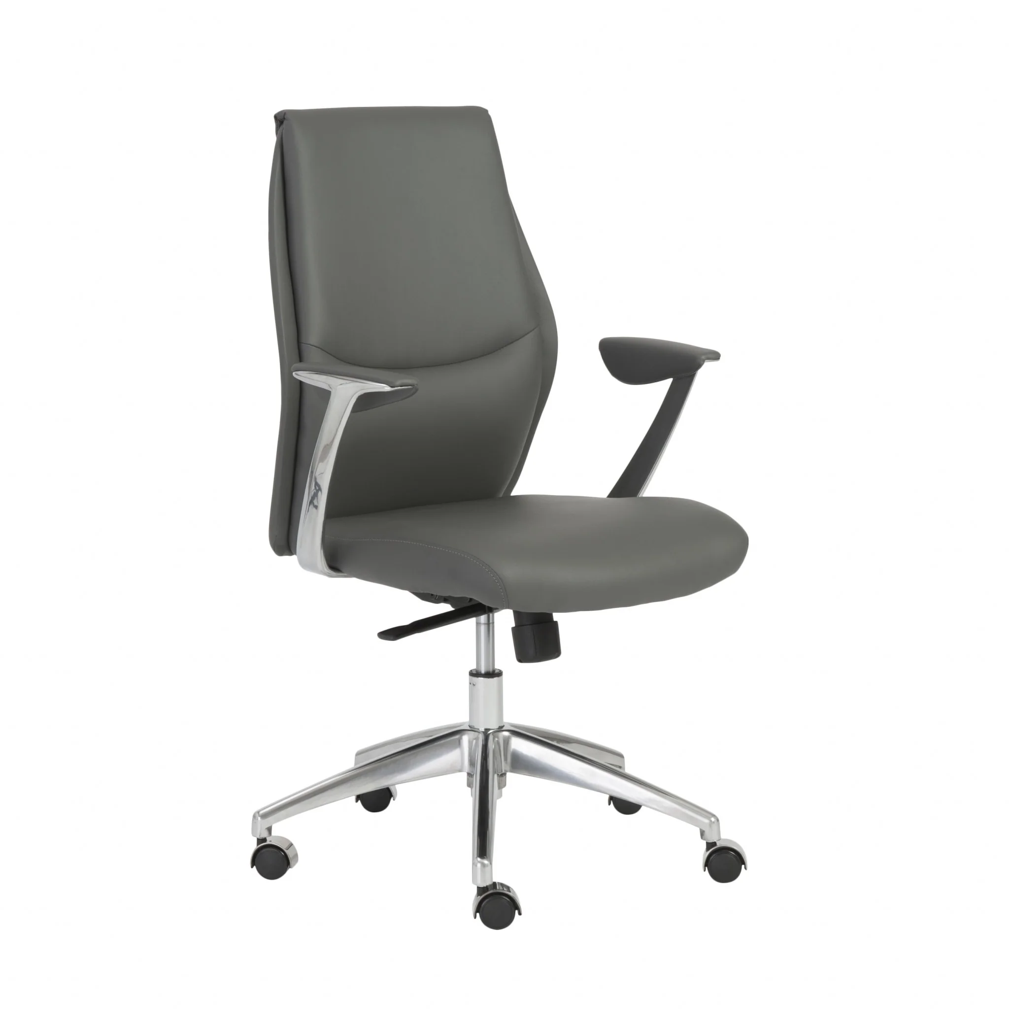 Low Back Office Chair in Gray with Polished Aluminum Base By Homeroots - Image 2