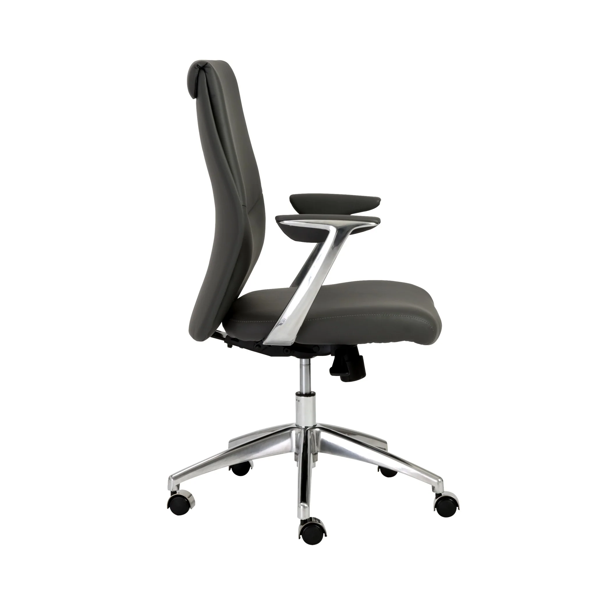 Low Back Office Chair in Gray with Polished Aluminum Base By Homeroots - Image 3