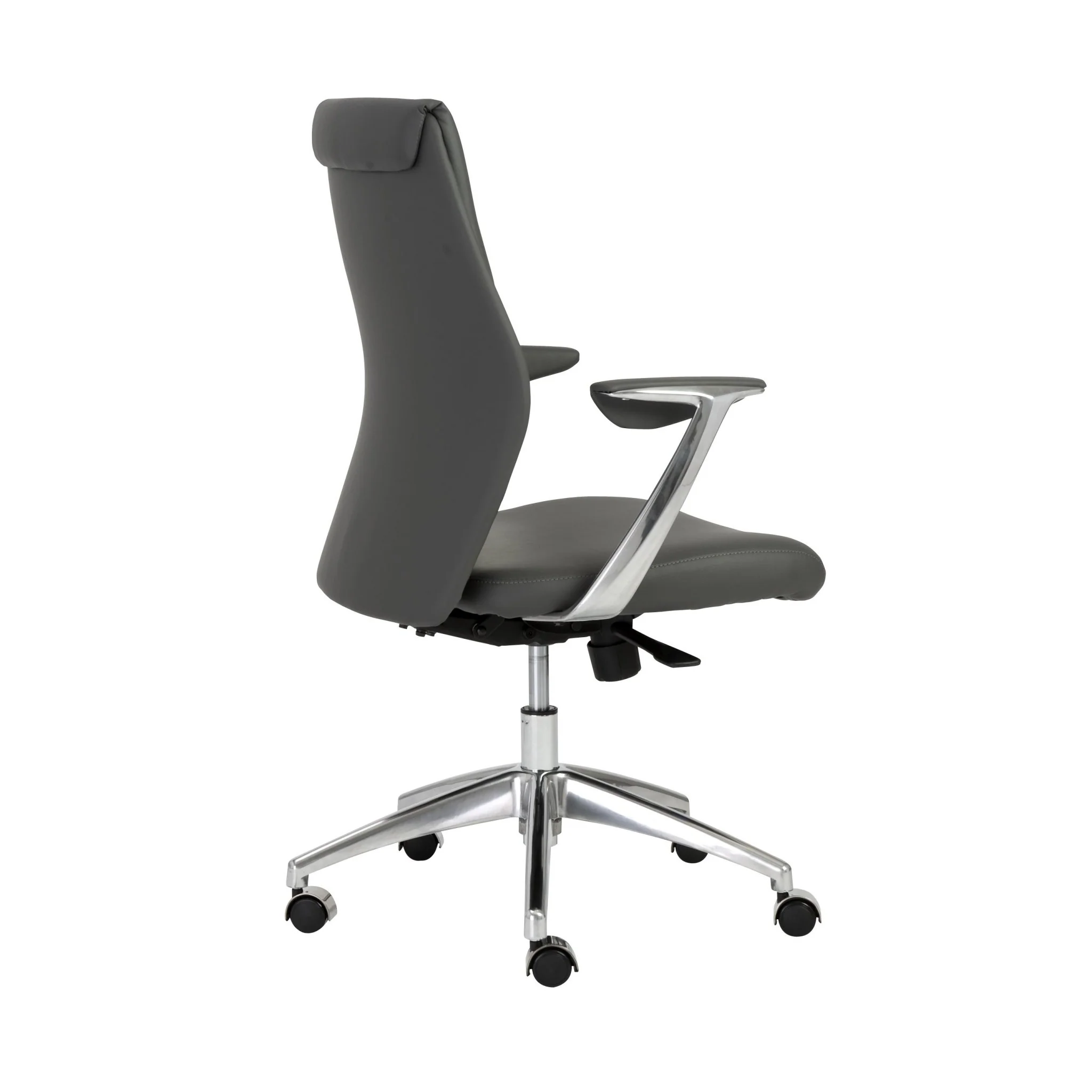 Low Back Office Chair in Gray with Polished Aluminum Base By Homeroots - Image 4