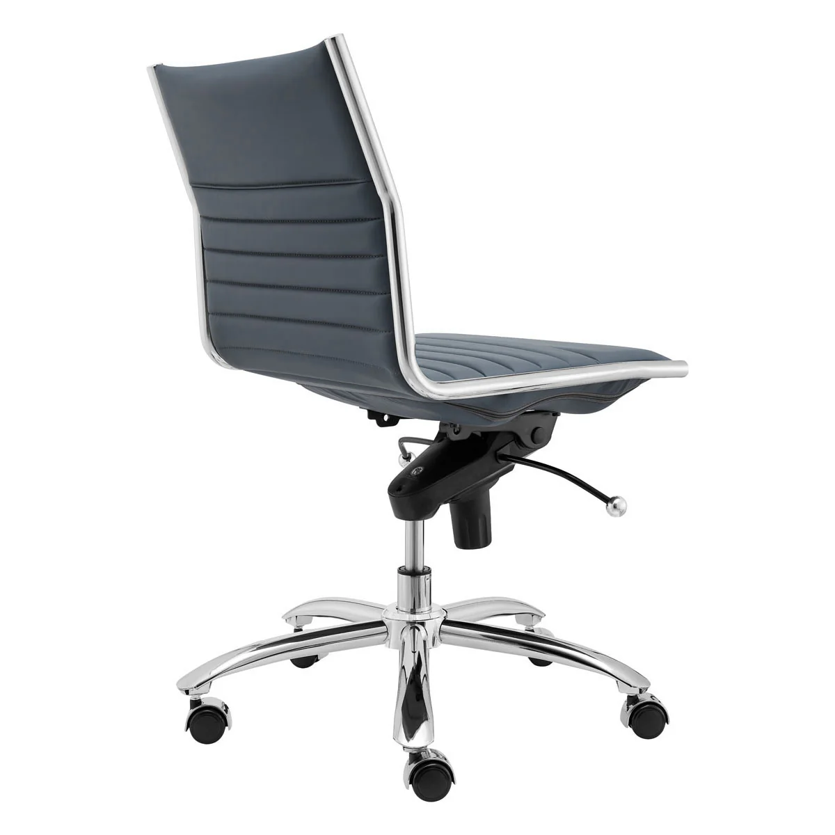 Low Back Office Chair without Armrests in Black with Chromed Steel Base By Homeroots - Image 10