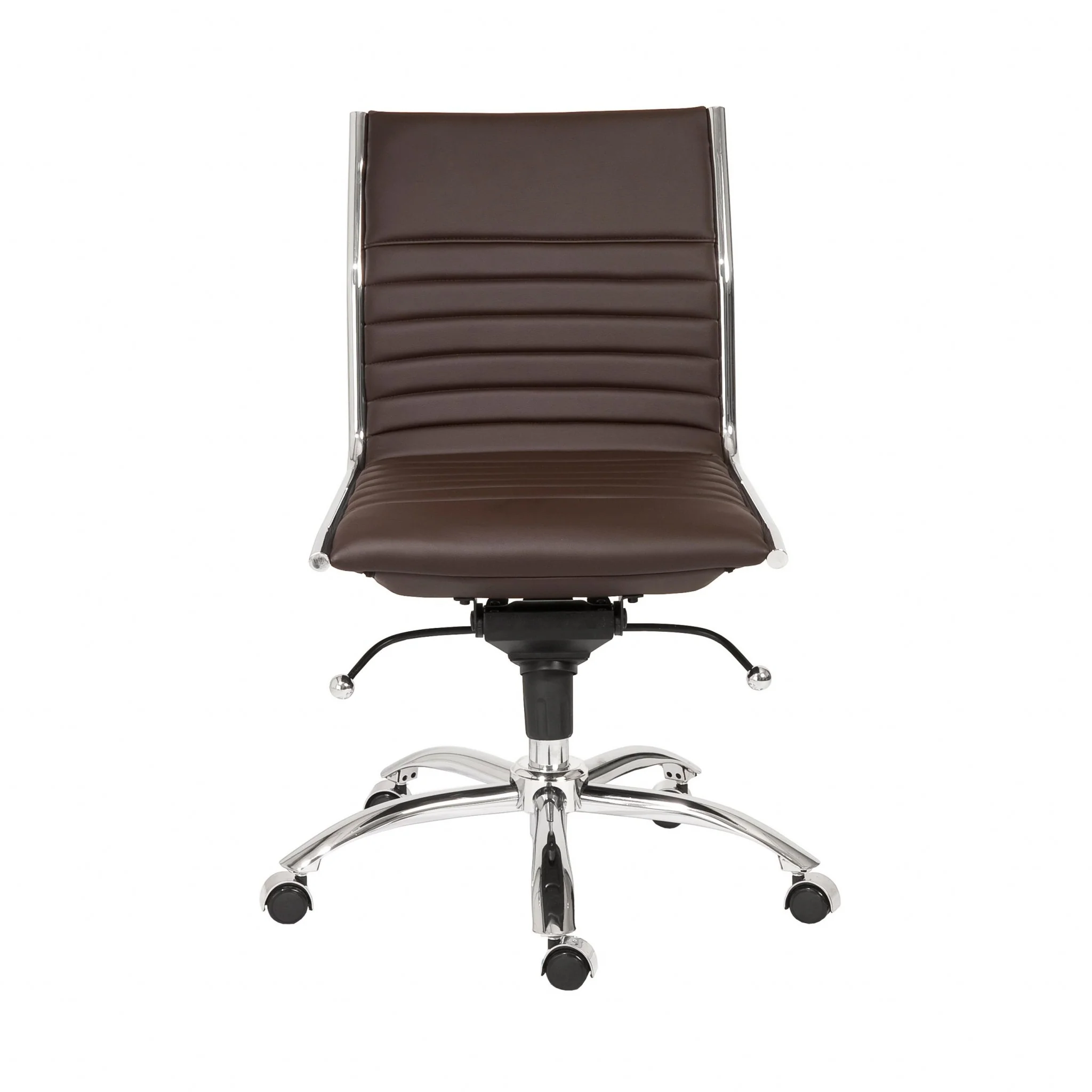 Low Back Office Chair without Armrests in Black with Chromed Steel Base By Homeroots - Image 12