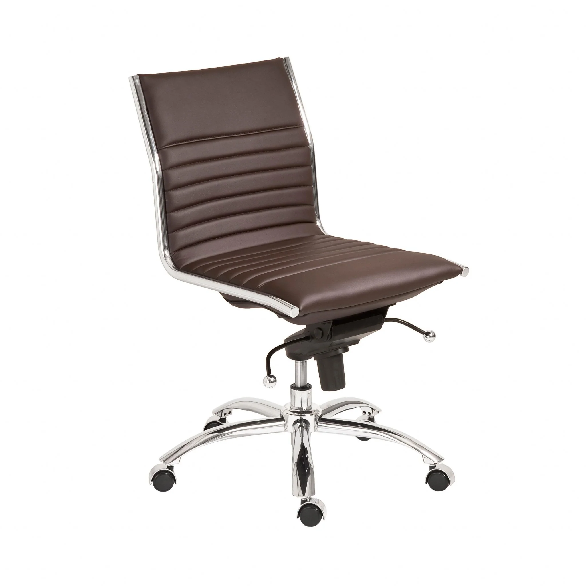 Low Back Office Chair without Armrests in Black with Chromed Steel Base By Homeroots - Image 13