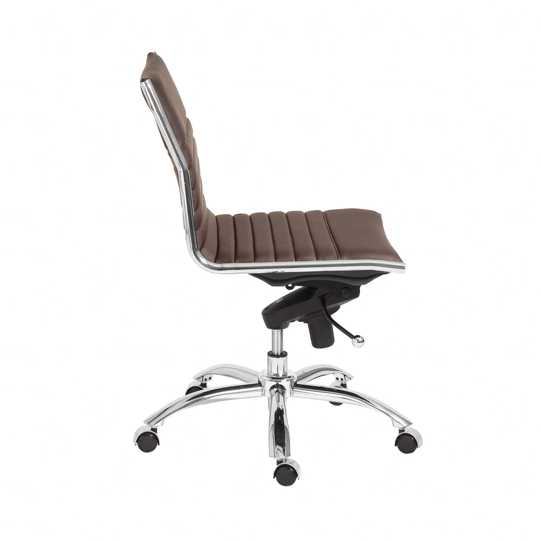 Low Back Office Chair without Armrests in Black with Chromed Steel Base By Homeroots - Image 14