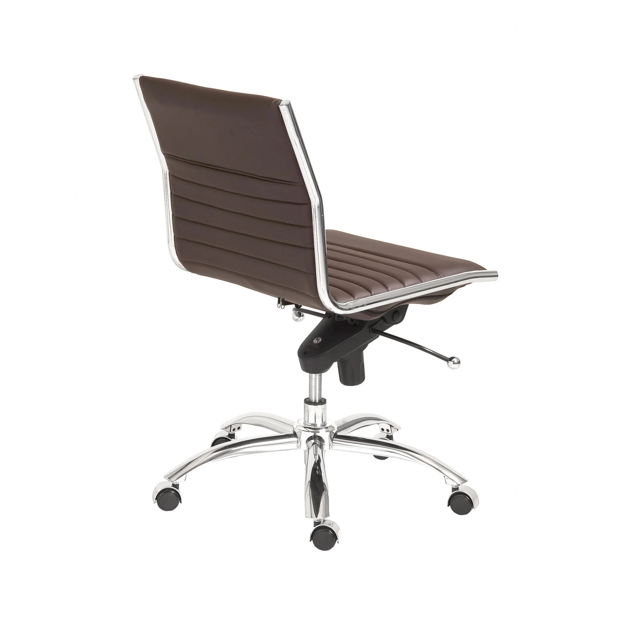 Low Back Office Chair without Armrests in Black with Chromed Steel Base By Homeroots - Image 15