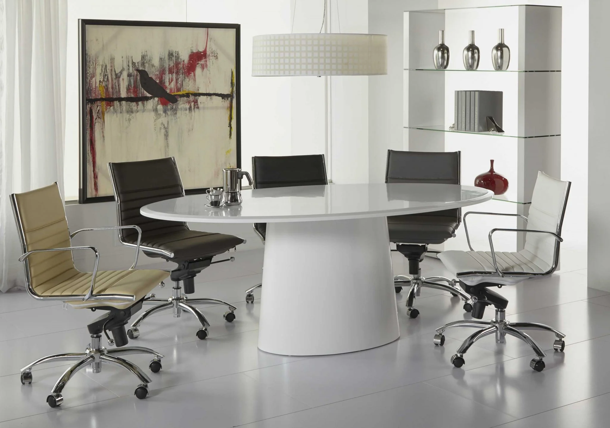 Low Back Office Chair without Armrests in Black with Chromed Steel Base By Homeroots - Image 16