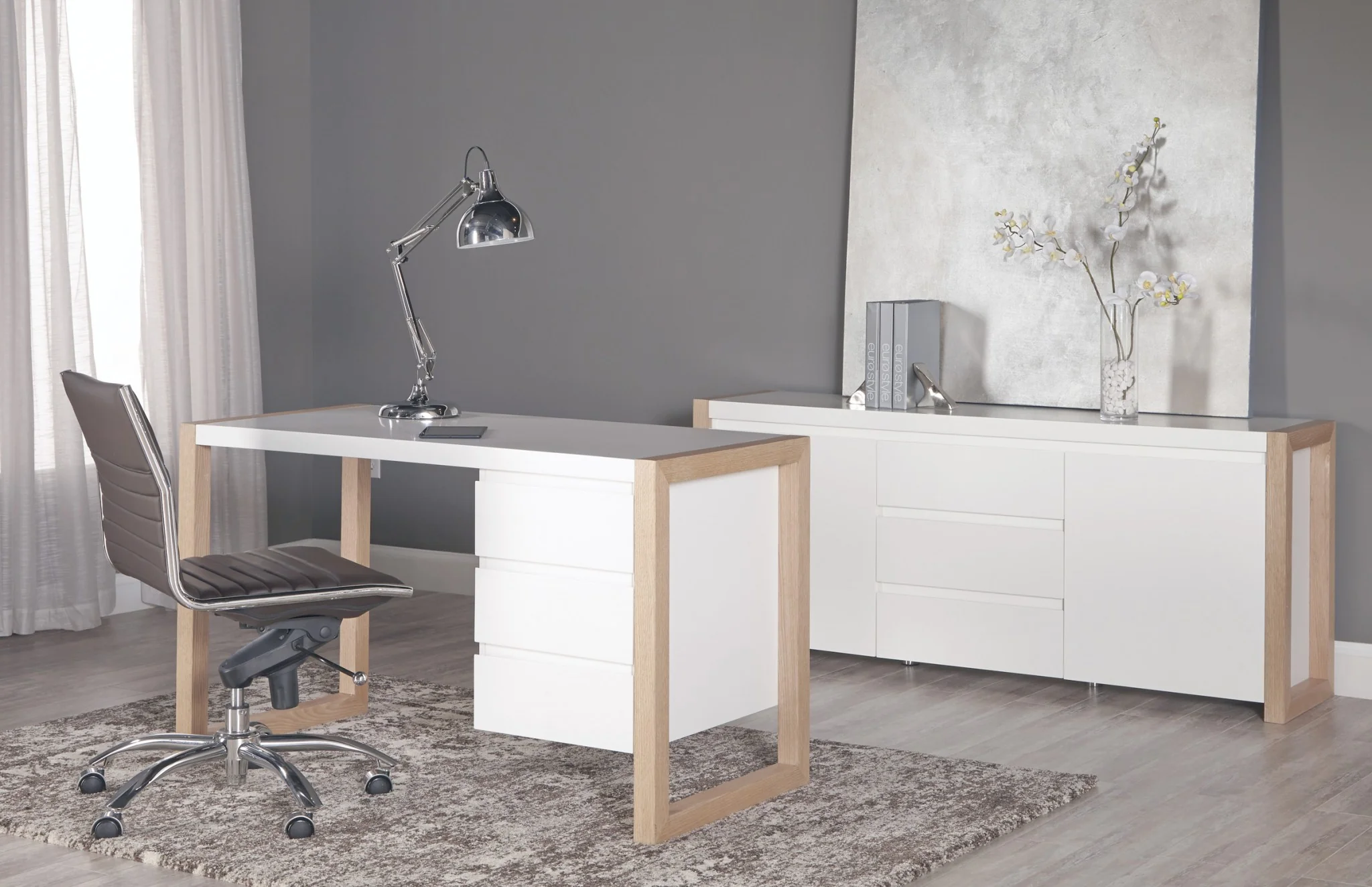 Low Back Office Chair without Armrests in Black with Chromed Steel Base By Homeroots - Image 17