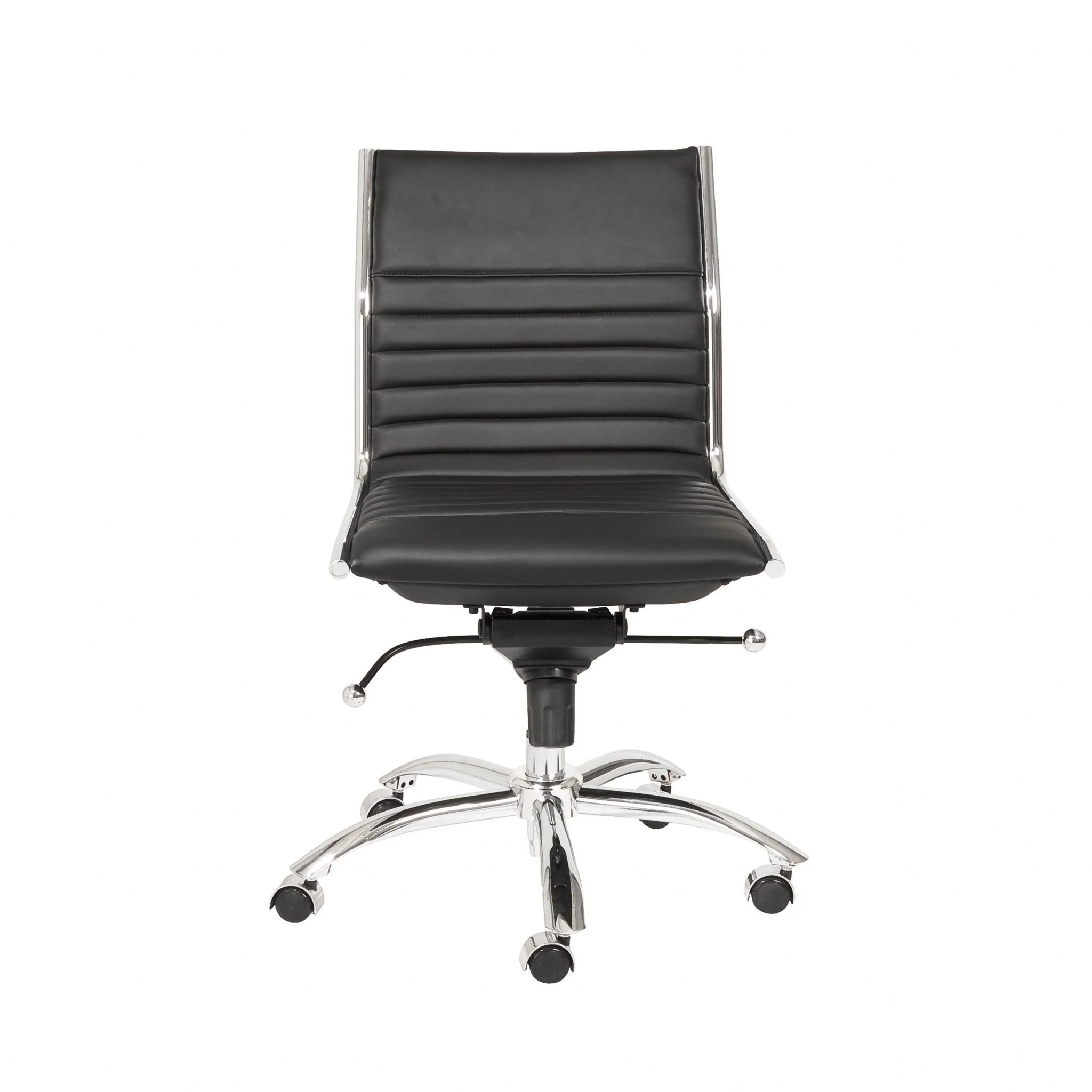 Low Back Office Chair without Armrests in Black with Chromed Steel Base By Homeroots - Image 2