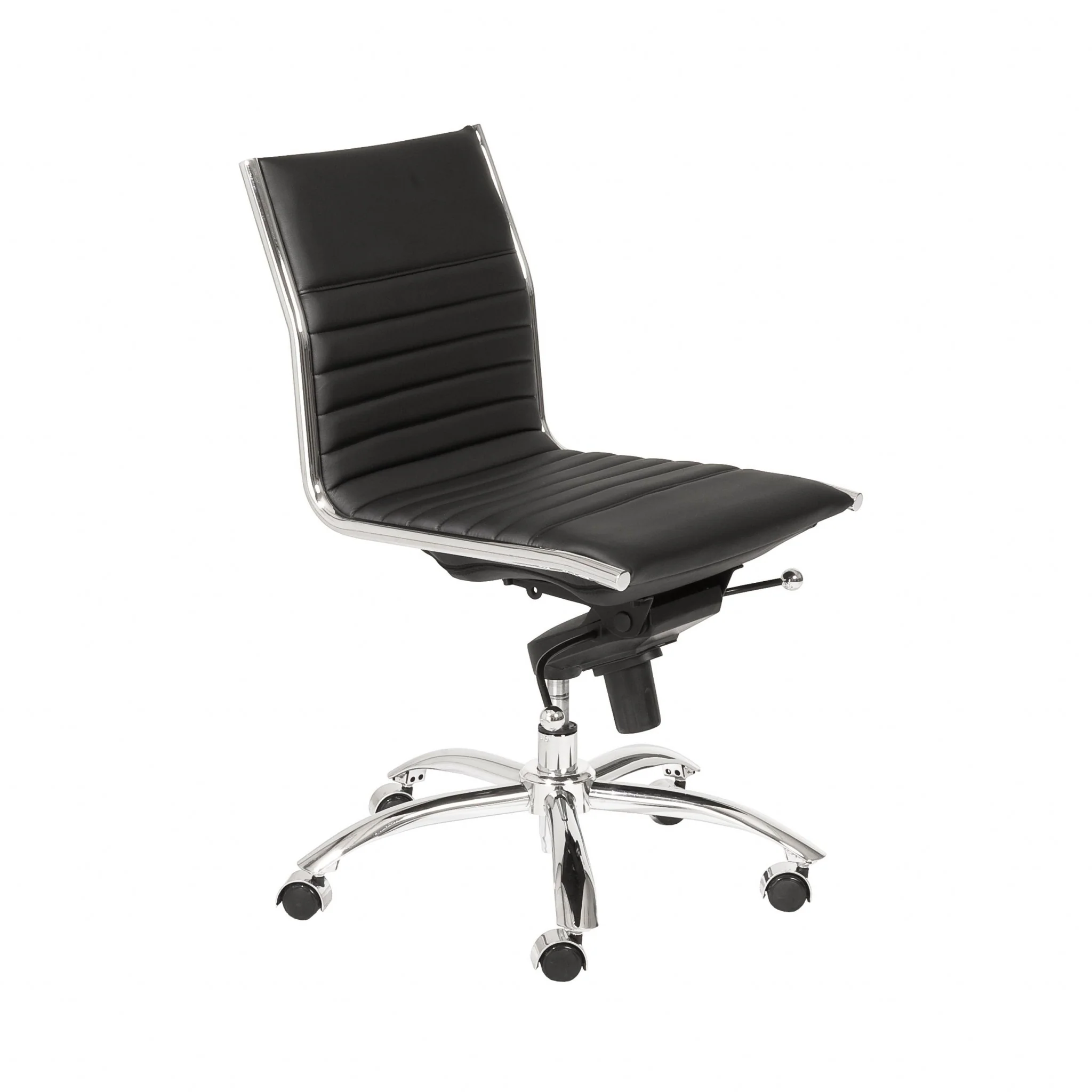 Low Back Office Chair without Armrests in Black with Chromed Steel Base By Homeroots - Image 3