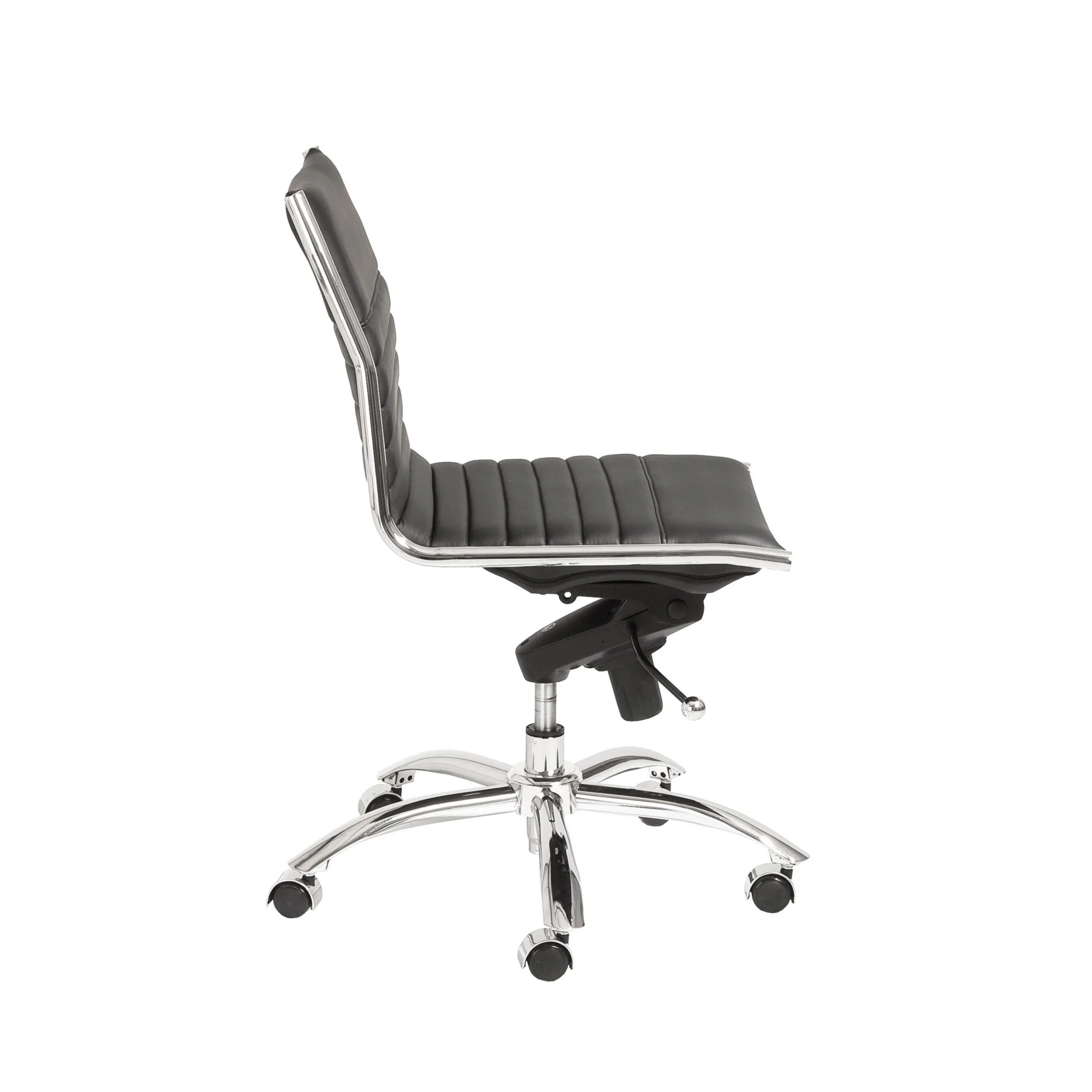 Low Back Office Chair without Armrests in Black with Chromed Steel Base By Homeroots - Image 4