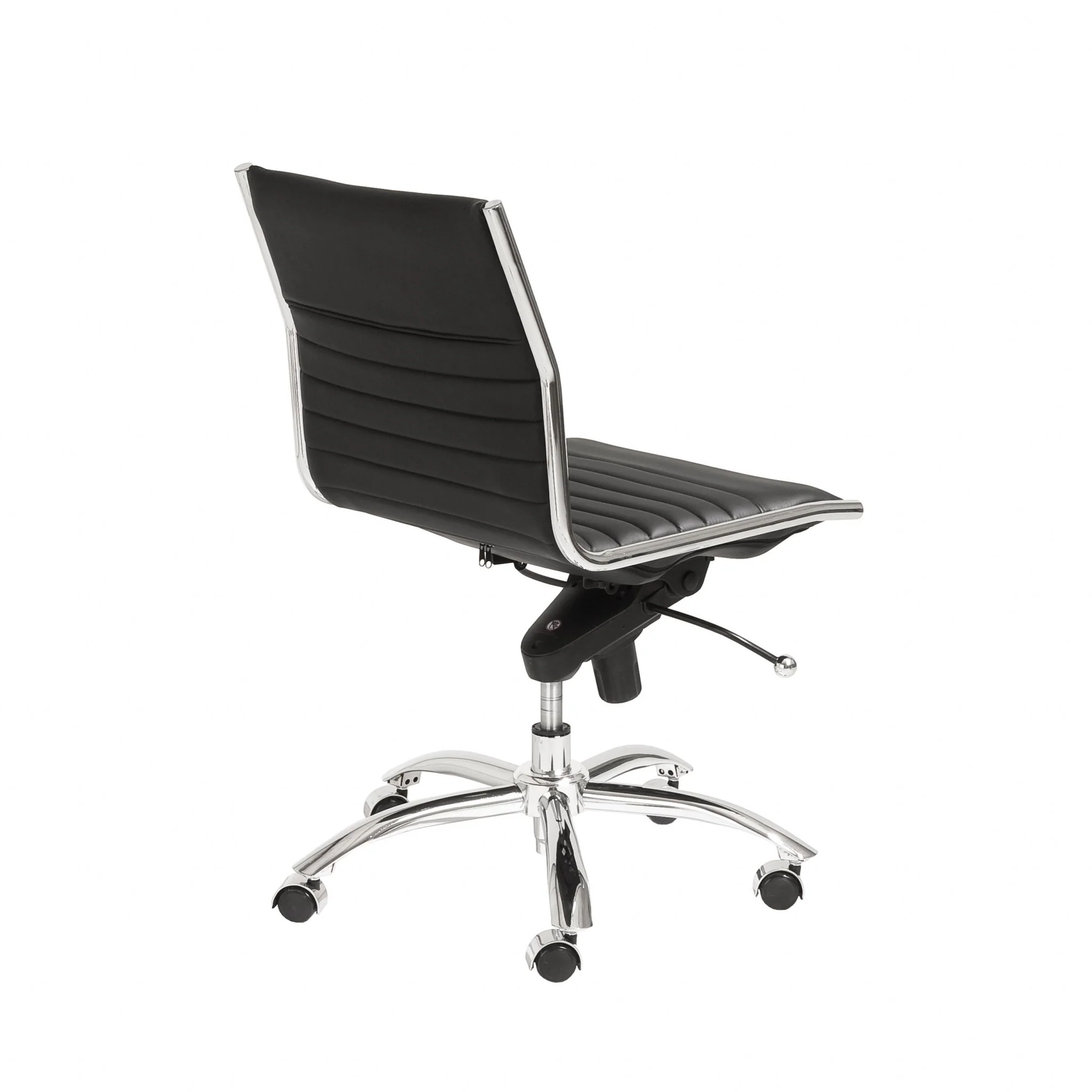 Low Back Office Chair without Armrests in Black with Chromed Steel Base By Homeroots - Image 5