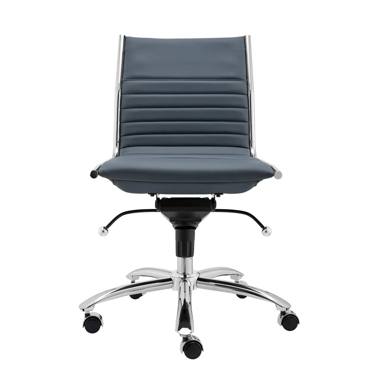 Low Back Office Chair without Armrests in Black with Chromed Steel Base By Homeroots - Image 7