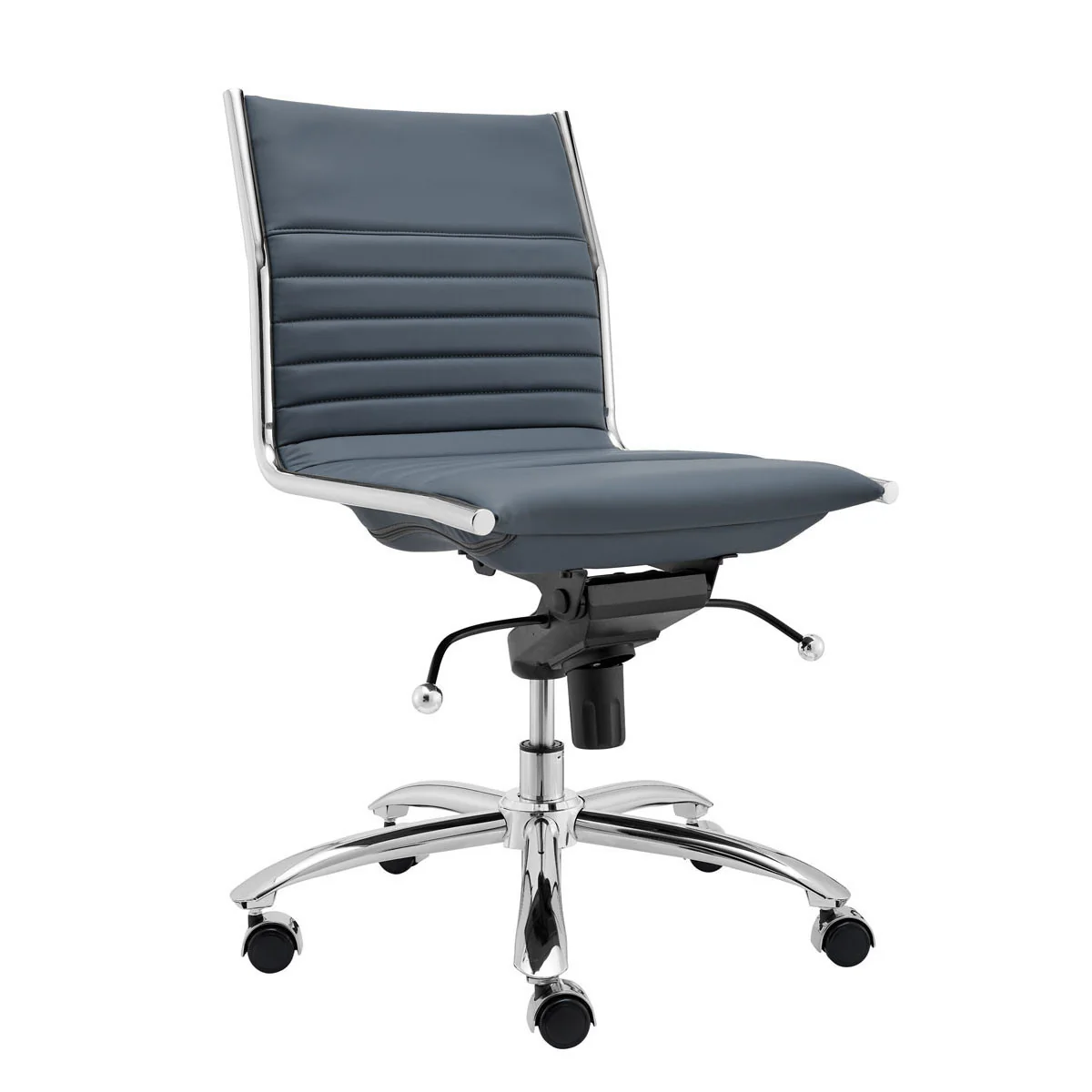 Low Back Office Chair without Armrests in Black with Chromed Steel Base By Homeroots - Image 8
