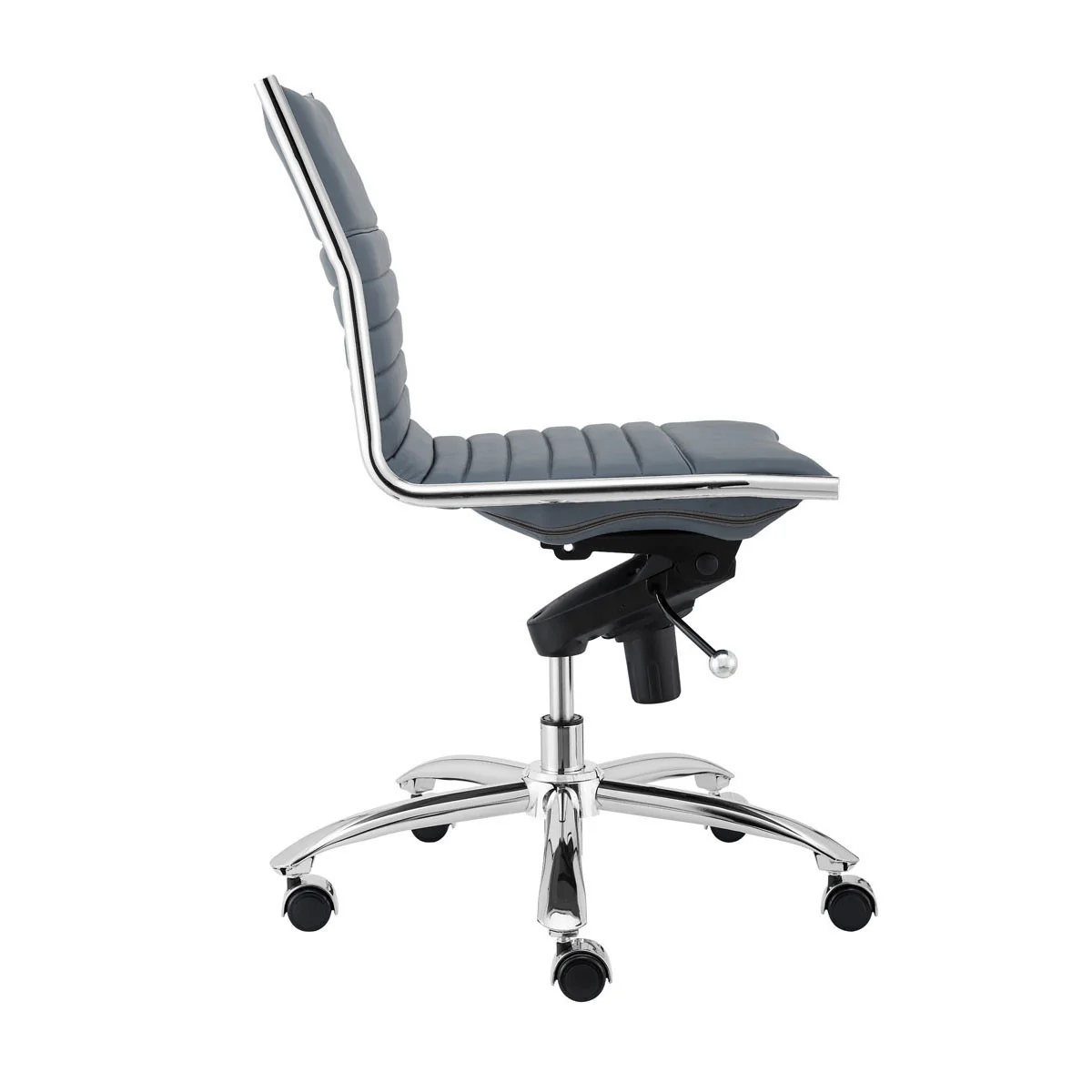 Low Back Office Chair without Armrests in Black with Chromed Steel Base By Homeroots - Image 9