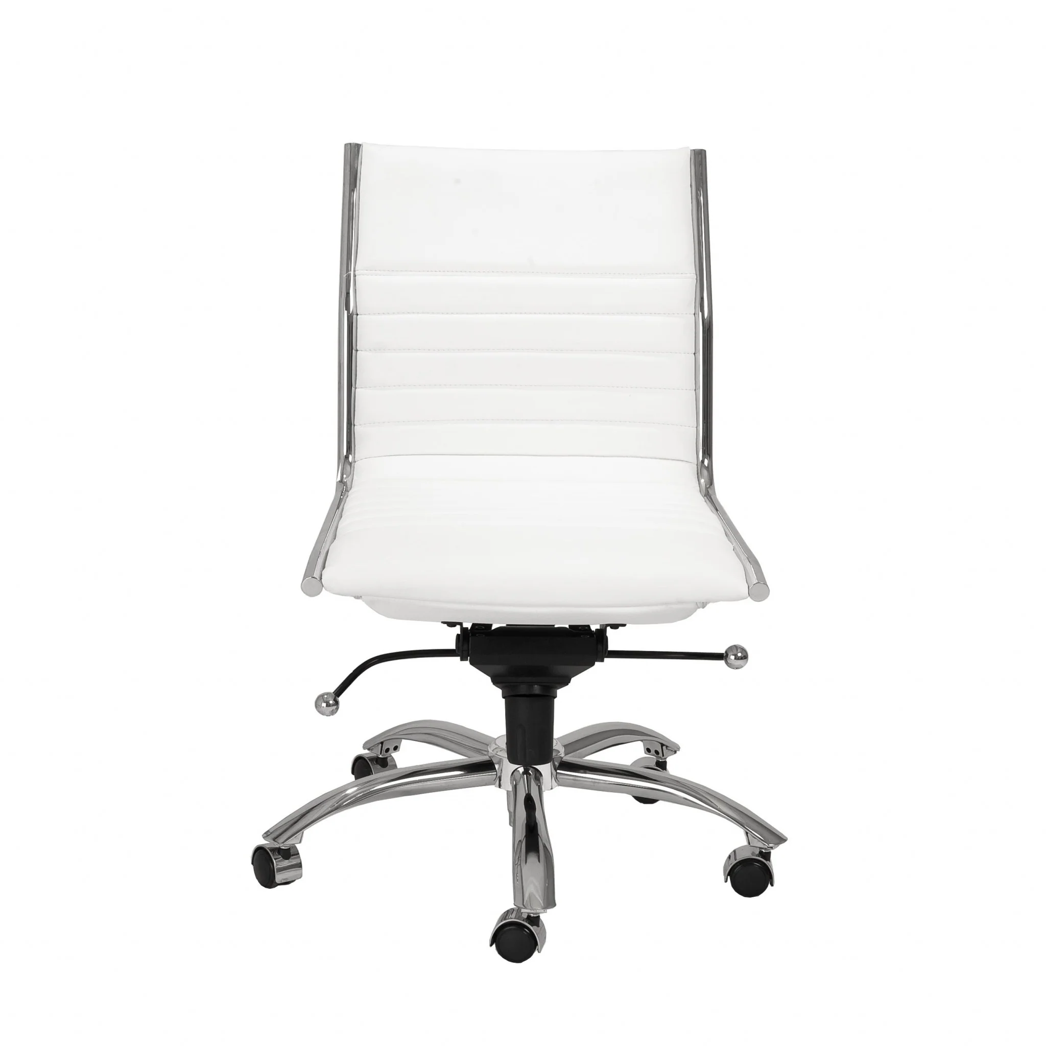 Low Back Office Chair without Armrests in Gray with Chromed Steel Base By Homeroots - Image 10