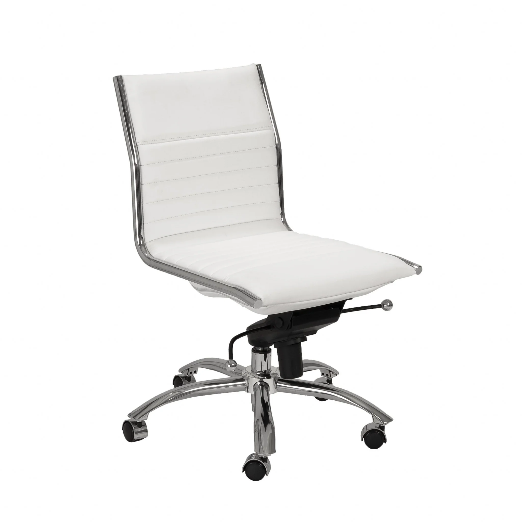 Low Back Office Chair without Armrests in Gray with Chromed Steel Base By Homeroots - Image 11