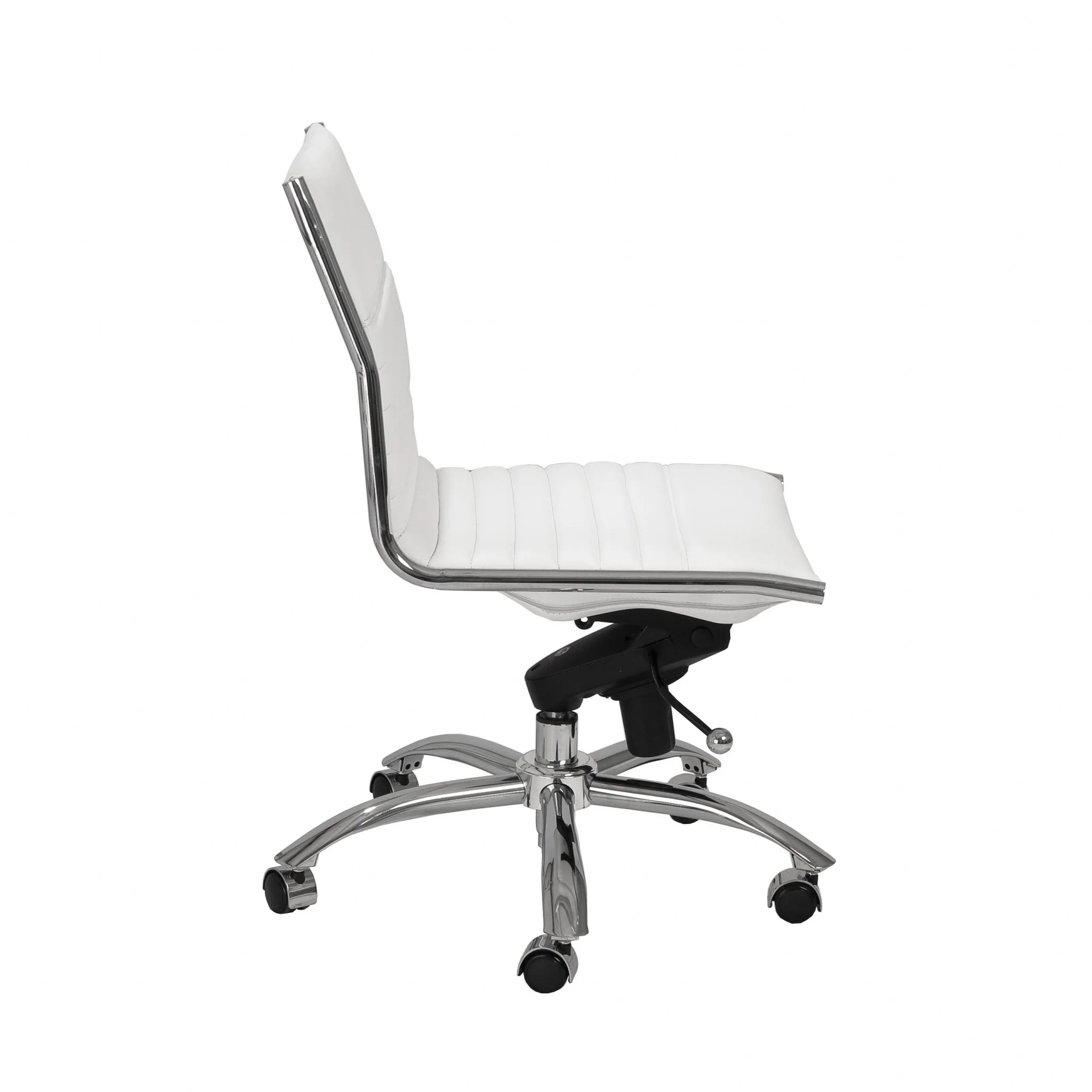 Low Back Office Chair without Armrests in Gray with Chromed Steel Base By Homeroots - Image 12