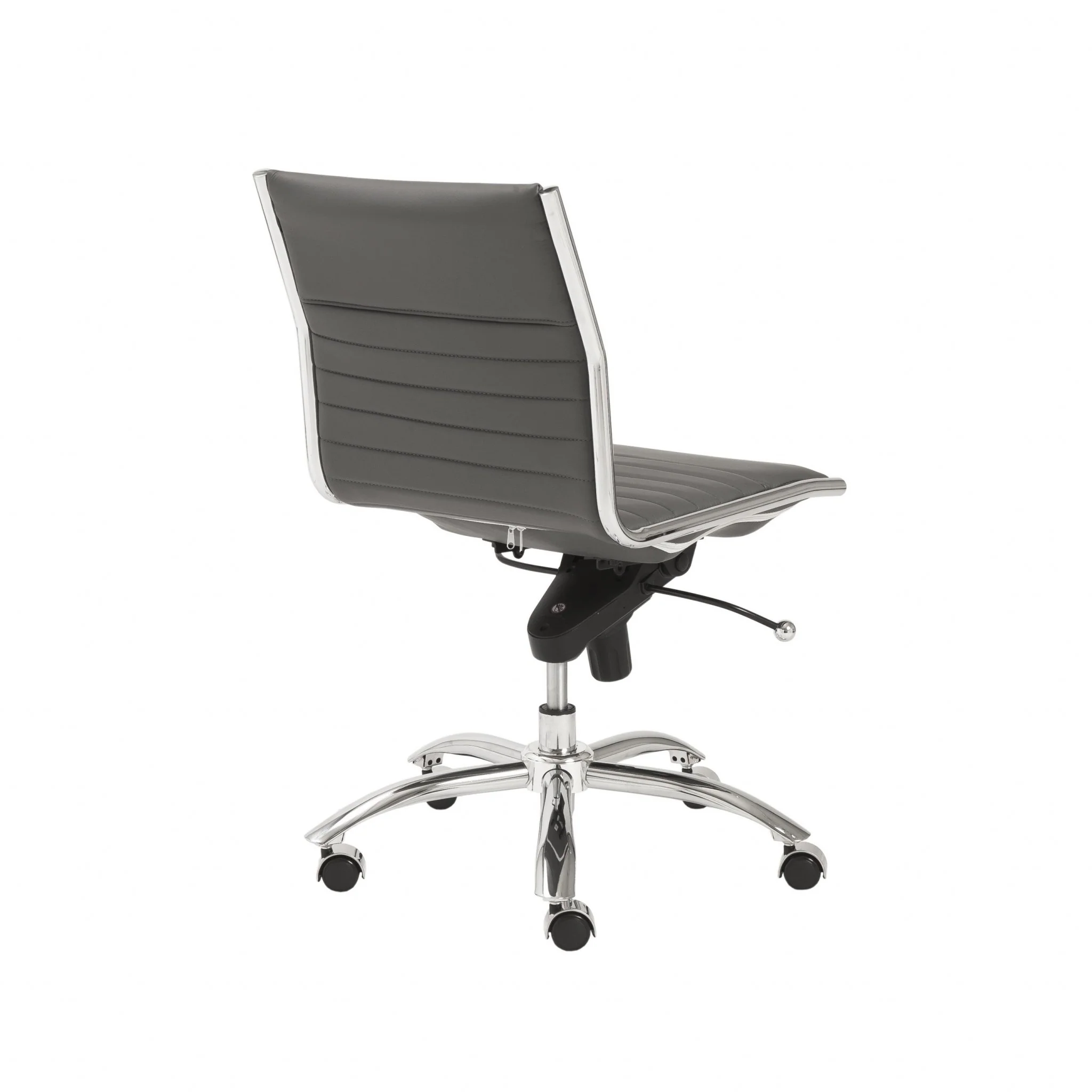 Low Back Office Chair without Armrests in Gray with Chromed Steel Base By Homeroots - Image 4